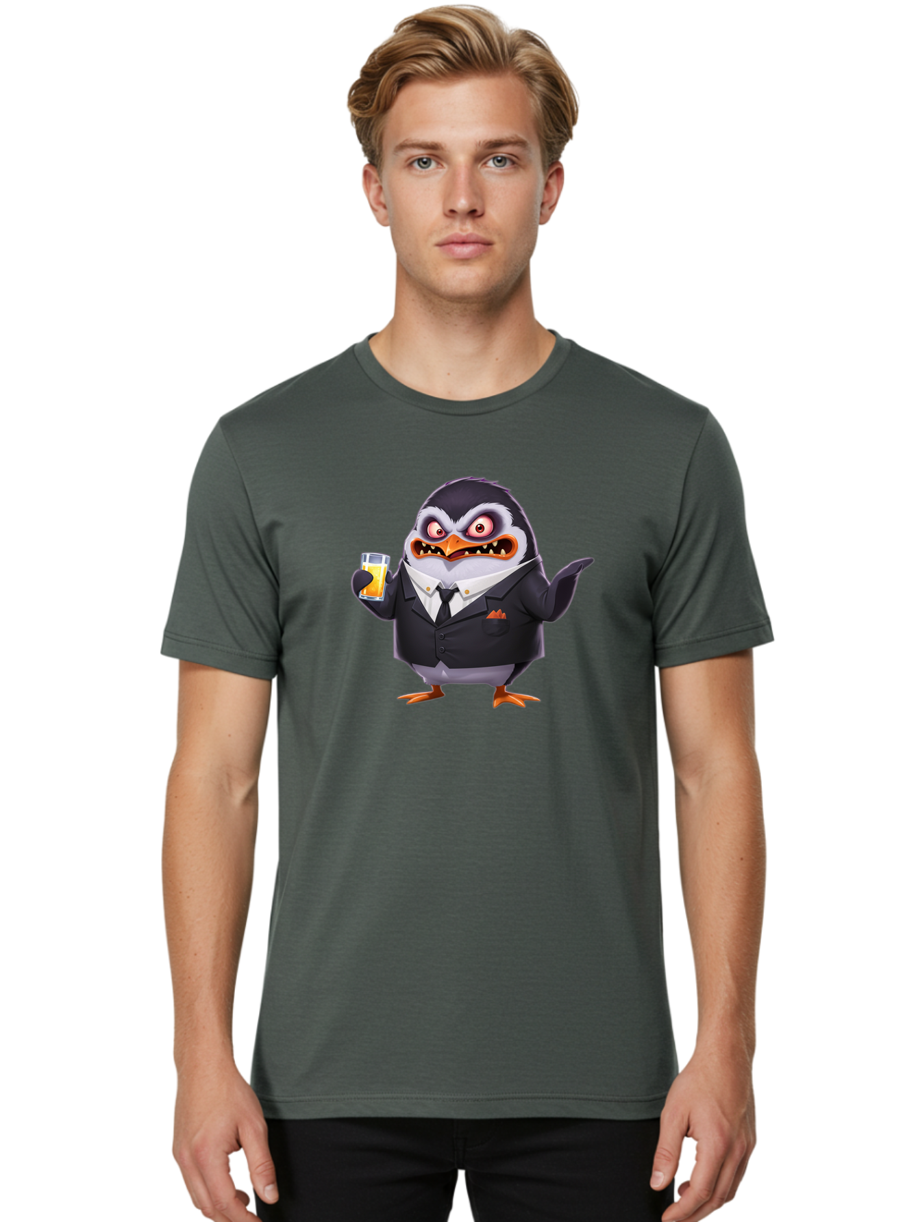 Penguin-In-Suit-1 Men'S Graphic Tee, 100% Cotton, Comfortable Casual Summer Wear, Machine Washable, Vintage Camera, Old Camera, Antique Camera, Black Camera, Classic Photography, Photography Equipment, Nostalgic Device, Film Camera, Camera Art Baf983