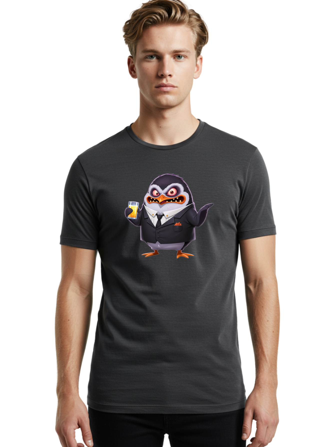 Penguin-In-Suit-1 Men'S Graphic Tee, 100% Cotton, Comfortable Casual Summer Wear, Machine Washable, Vintage Camera, Old Camera, Antique Camera, Black Camera, Classic Photography, Photography Equipment, Nostalgic Device, Film Camera, Camera Art Baf983