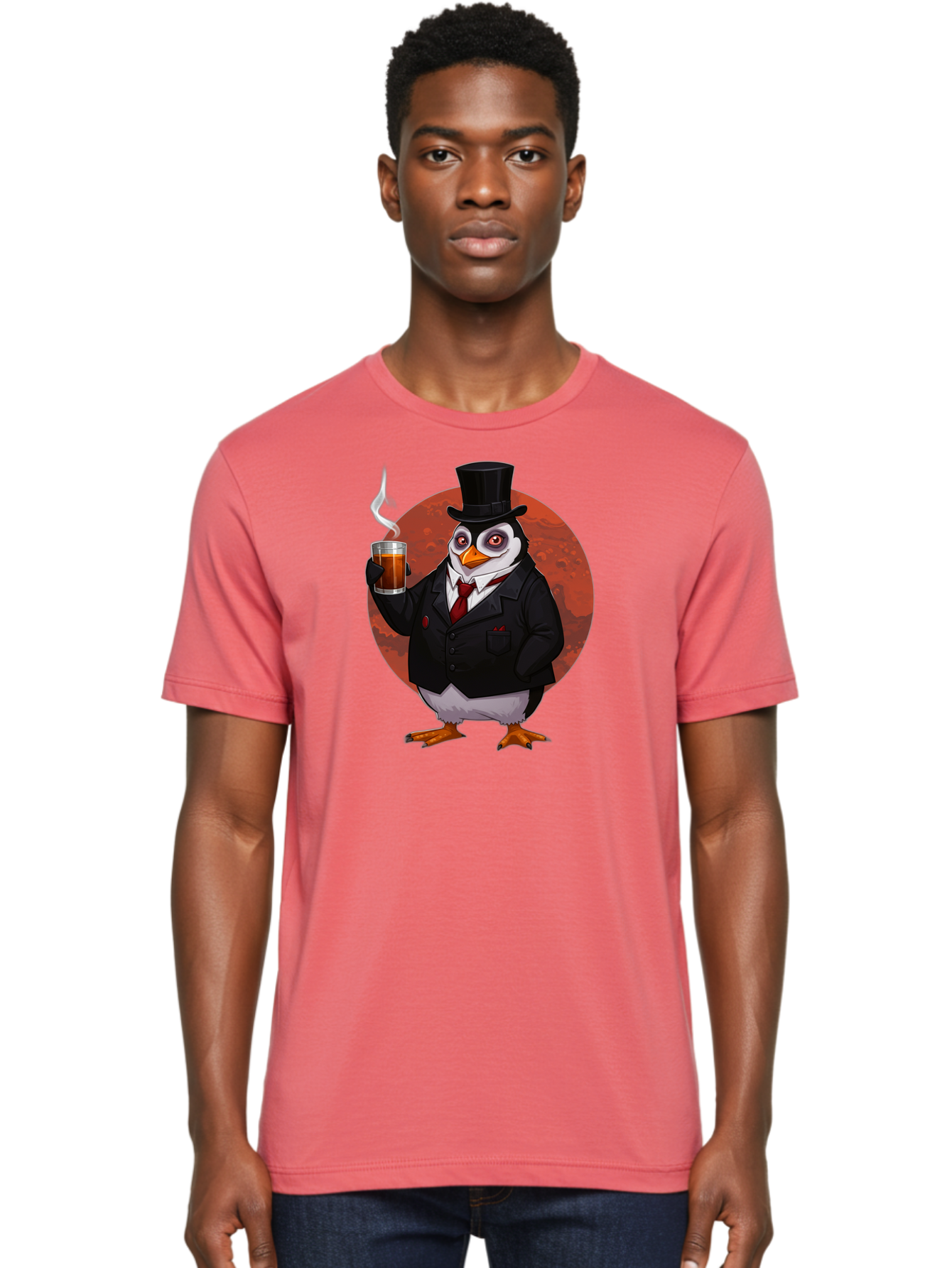 Penguin-In-Suit-4 Men'S Graphic Tee, 100% Cotton, Comfortable Casual Summer Wear, Machine Washable, Vintage Camera, Old Camera, Antique Camera, Black Camera, Classic Photography, Photography Equipment, Nostalgic Device, Film Camera, Camera Art Baf986