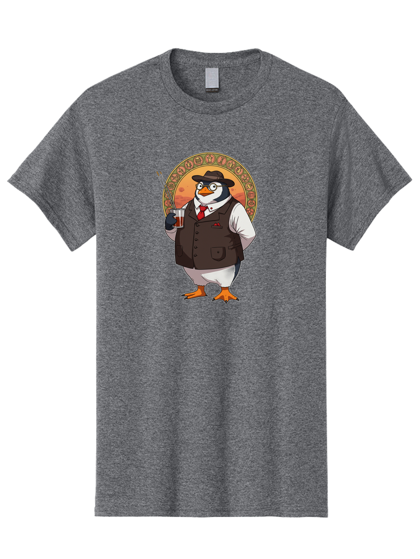 Penguin-In-Suit Men'S Graphic Tee, 100% Cotton, Comfortable Casual Summer Wear, Machine Washable, Vintage Camera, Old Camera, Antique Camera, Black Camera, Classic Photography, Photography Equipment, Nostalgic Device, Film Camera, Camera Art Baf987