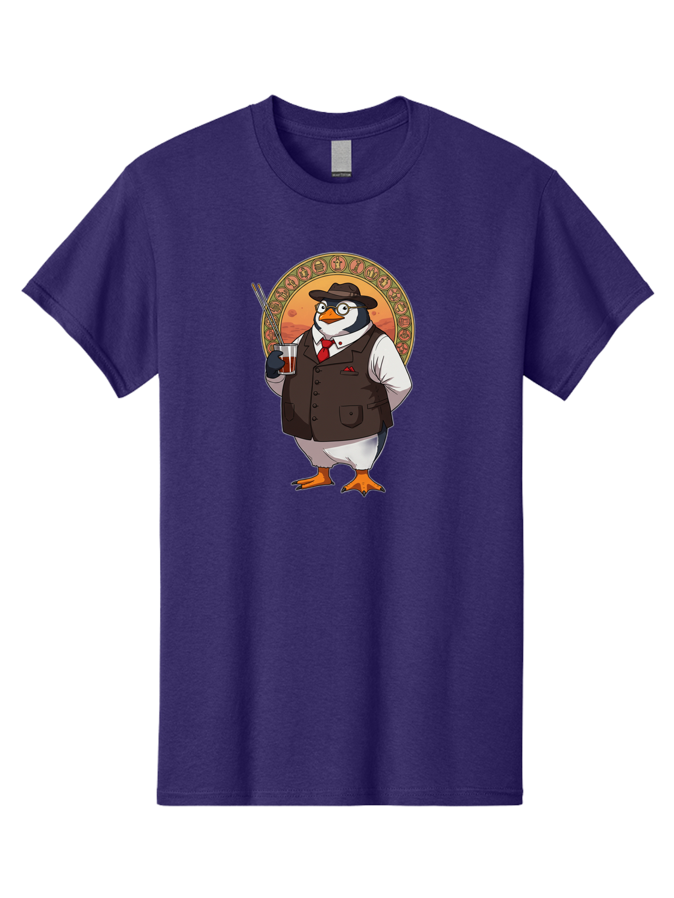 Penguin-In-Suit Men'S Graphic Tee, 100% Cotton, Comfortable Casual Summer Wear, Machine Washable, Vintage Camera, Old Camera, Antique Camera, Black Camera, Classic Photography, Photography Equipment, Nostalgic Device, Film Camera, Camera Art Baf987