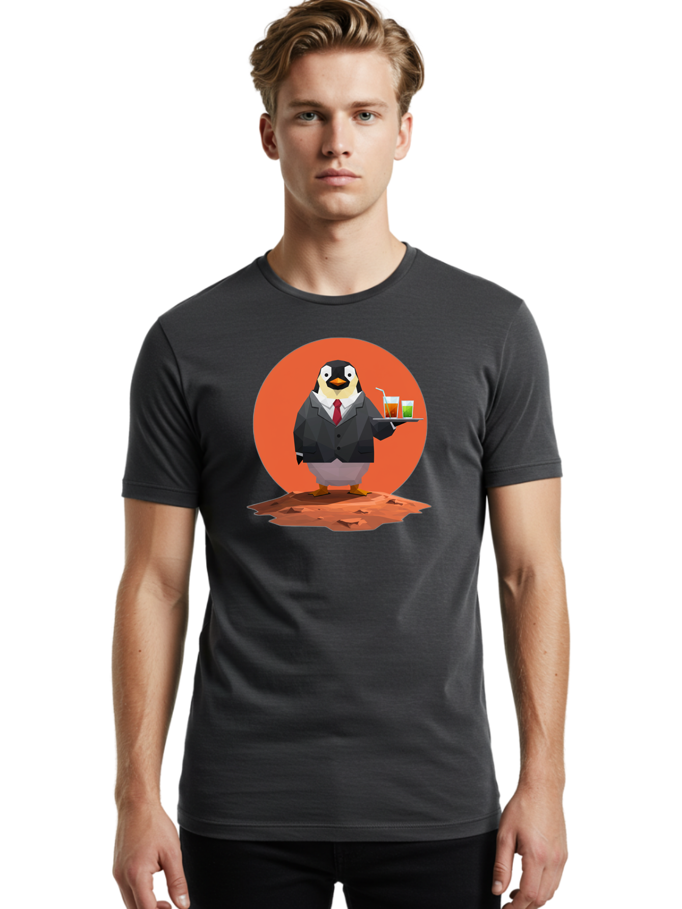 Penguin-Waiter-1 Men'S Graphic Tee, 100% Cotton, Comfortable Casual Summer Wear, Machine Washable, Vintage Camera, Old Camera, Antique Camera, Black Camera, Classic Photography, Photography Equipment, Nostalgic Device, Film Camera, Camera Art Baf988