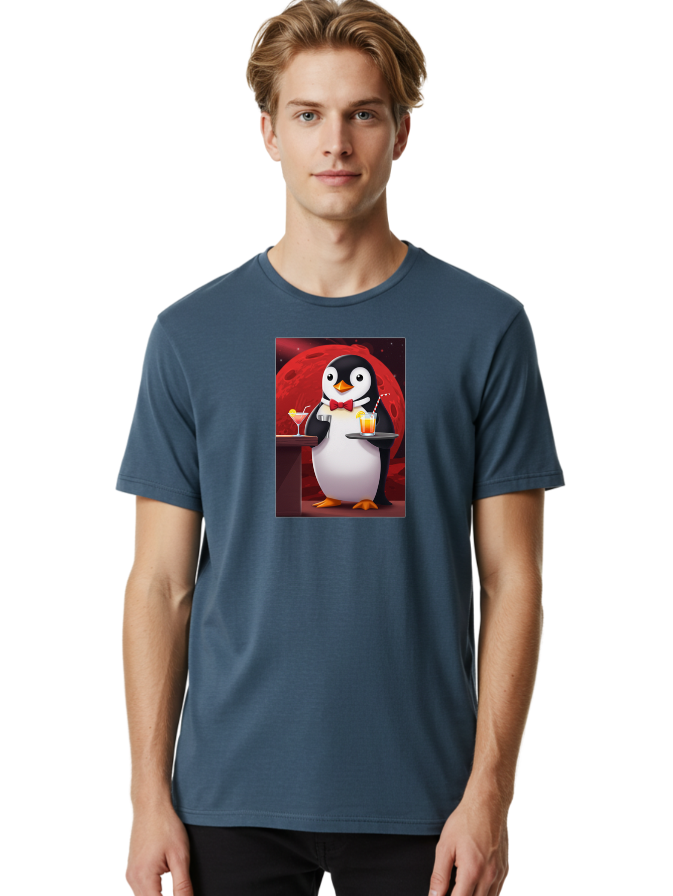 Penguin-Waiter Men'S Graphic Tee, 100% Cotton, Comfortable Casual Summer Wear, Machine Washable, Vintage Camera, Old Camera, Antique Camera, Black Camera, Classic Photography, Photography Equipment, Nostalgic Device, Film Camera, Camera Art Baf991
