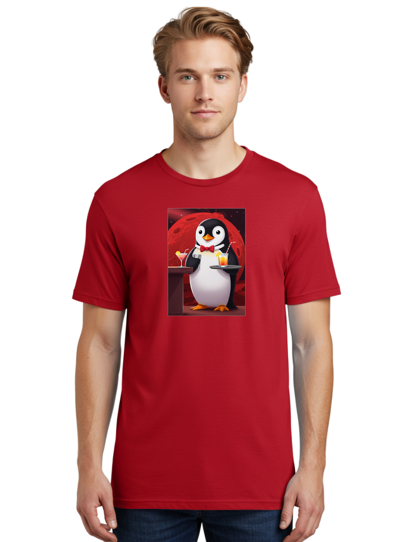 Penguin-Waiter Men'S Graphic Tee, 100% Cotton, Comfortable Casual Summer Wear, Machine Washable, Vintage Camera, Old Camera, Antique Camera, Black Camera, Classic Photography, Photography Equipment, Nostalgic Device, Film Camera, Camera Art Baf991