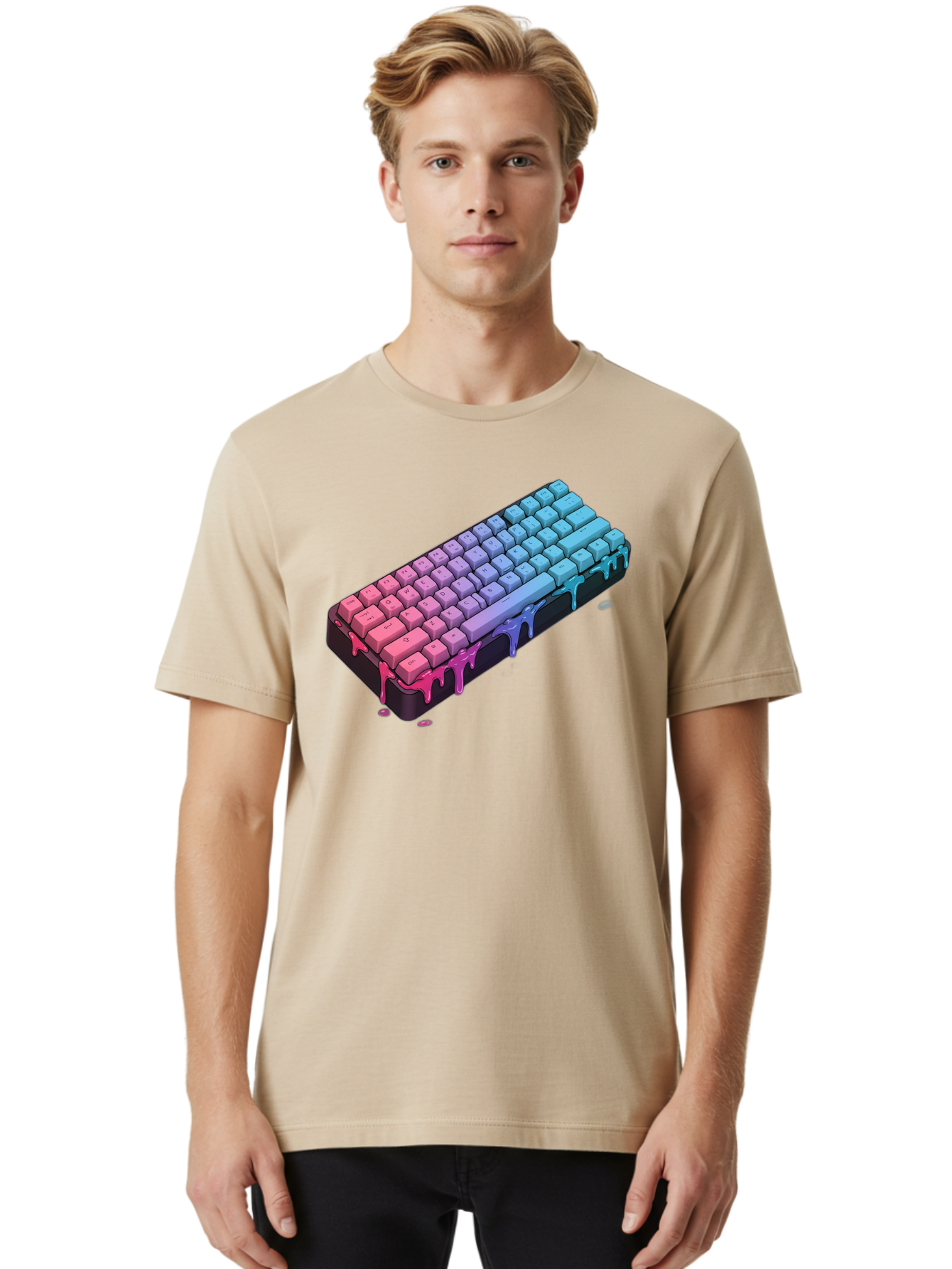 Rainbow-Keyboard Men'S Graphic Tee, 100% Cotton, Comfortable Casual Summer Wear, Machine Washable, Vintage Camera, Old Camera, Antique Camera, Black Camera, Classic Photography, Photography Equipment, Nostalgic Device, Film Camera, Camera Art Bag001