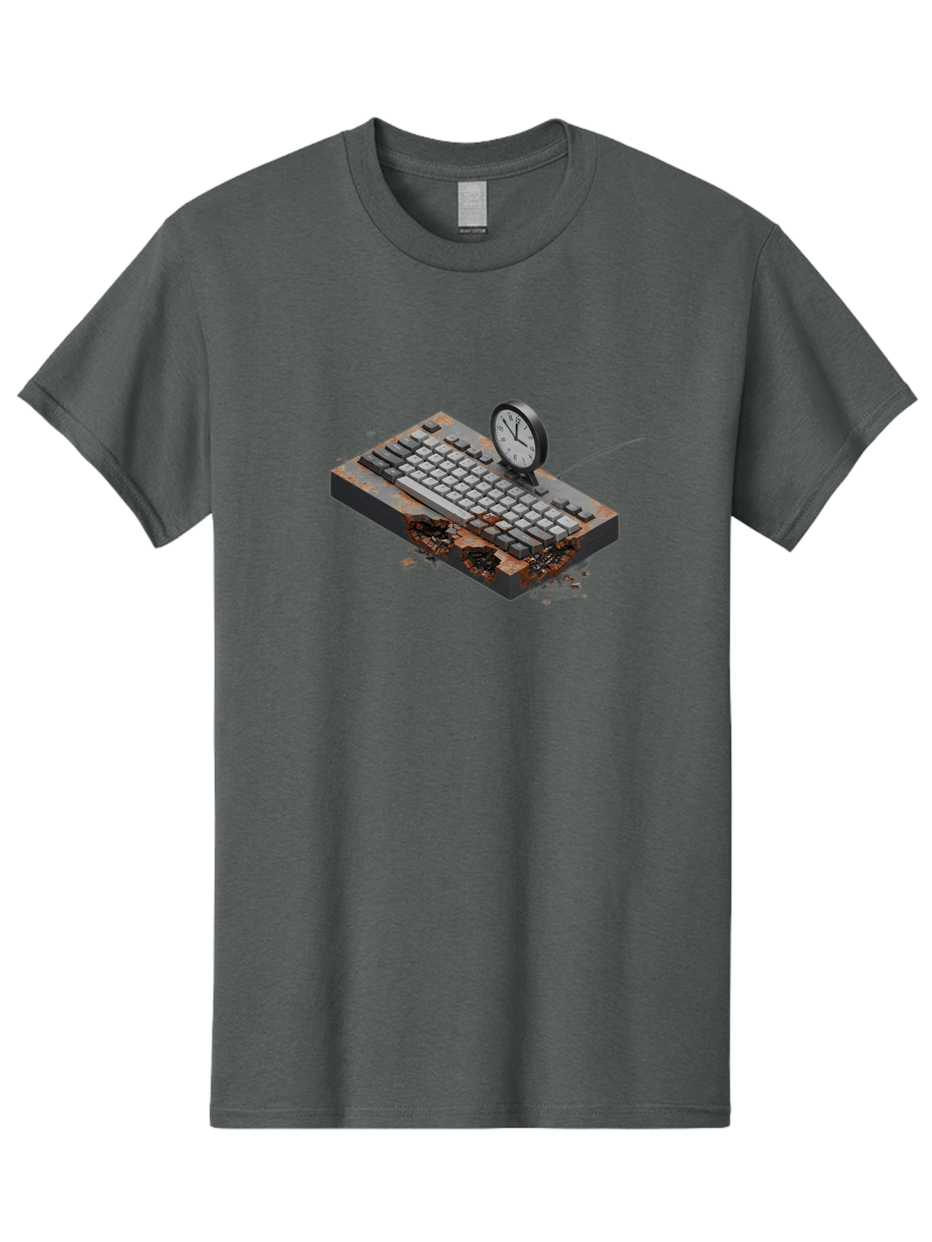 Rusty-Keyboard-And-Clock Men'S Graphic Tee, 100% Cotton, Comfortable Casual Summer Wear, Machine Washable, Vintage Camera, Old Camera, Antique Camera, Black Camera, Classic Photography, Photography Equipment, Nostalgic Device, Film Camera, Bag003