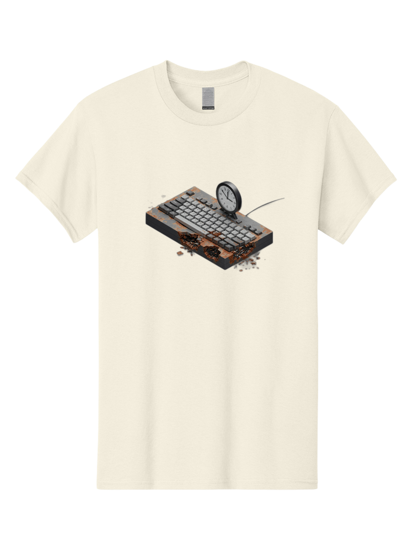 Rusty-Keyboard-And-Clock Men'S Graphic Tee, 100% Cotton, Comfortable Casual Summer Wear, Machine Washable, Vintage Camera, Old Camera, Antique Camera, Black Camera, Classic Photography, Photography Equipment, Nostalgic Device, Film Camera, Bag003