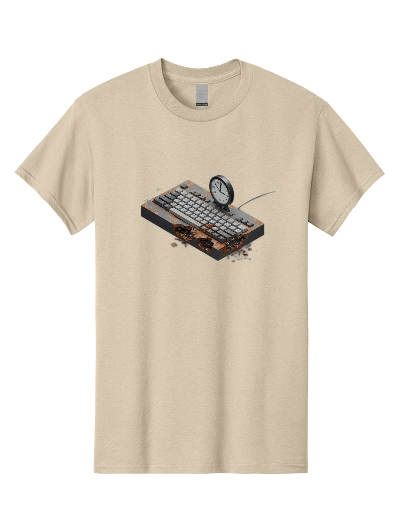 Rusty-Keyboard-And-Clock Men'S Graphic Tee, 100% Cotton, Comfortable Casual Summer Wear, Machine Washable, Vintage Camera, Old Camera, Antique Camera, Black Camera, Classic Photography, Photography Equipment, Nostalgic Device, Film Camera, Bag003