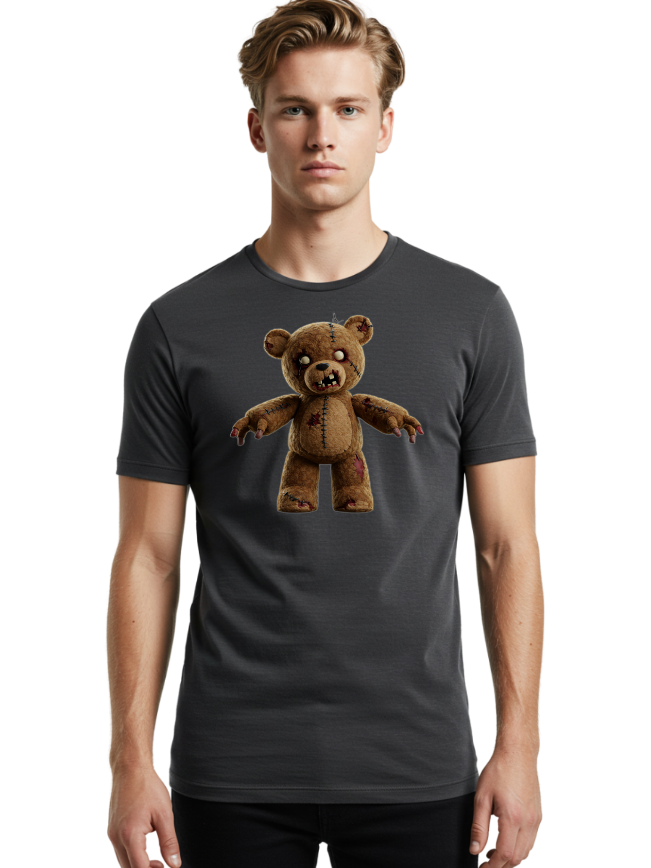 Scary-Teddy-Bear Men'S Graphic Tee, 100% Cotton, Comfortable Casual Summer Wear, Machine Washable, Vintage Camera, Old Camera, Antique Camera, Black Camera, Classic Photography, Photography Equipment, Nostalgic Device, Film Camera, Camera Art Bag008