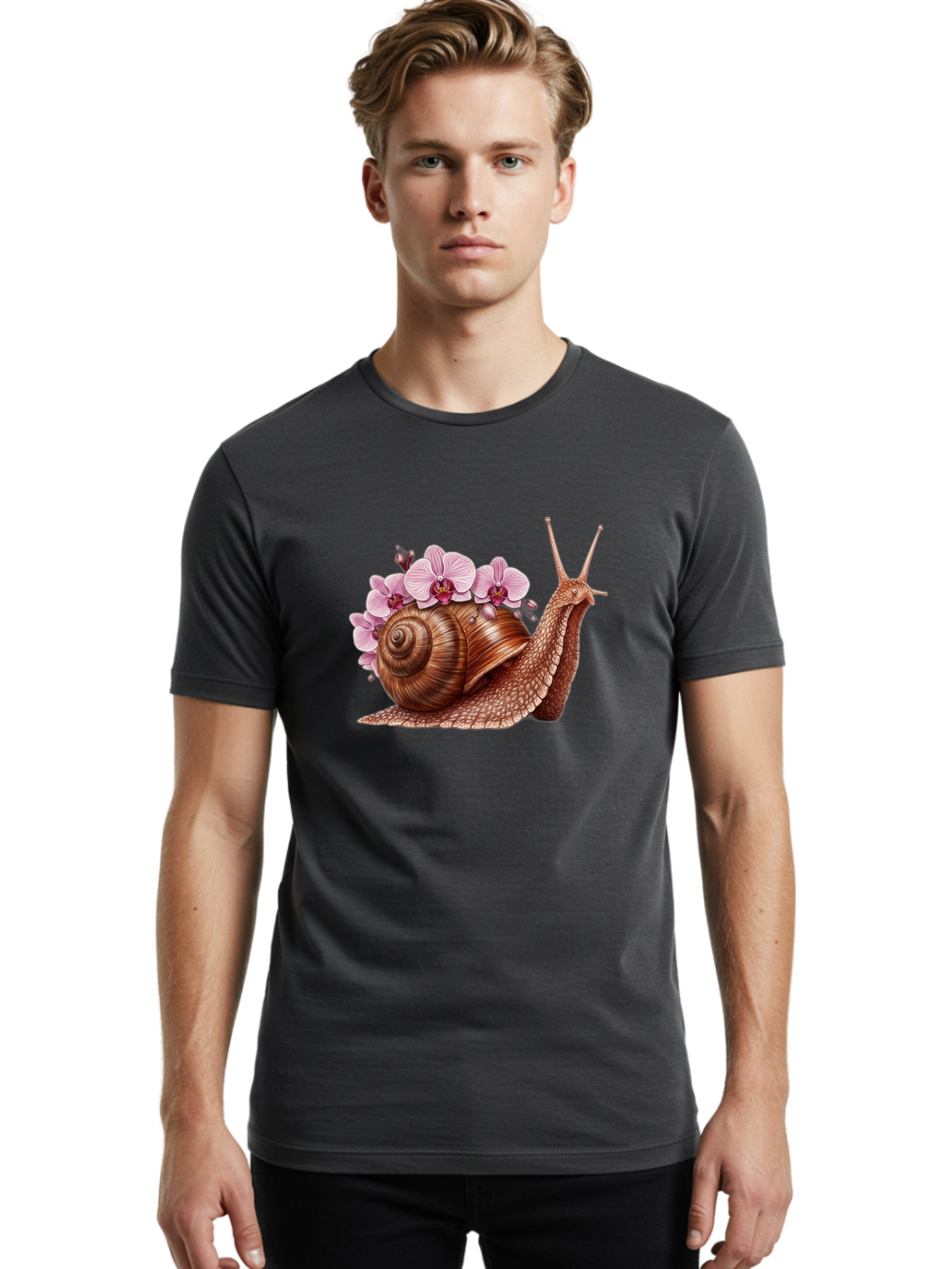 Snail-With-Orchids Men'S Graphic Tee, 100% Cotton, Comfortable Casual Summer Wear, Machine Washable, Vintage Camera, Old Camera, Antique Camera, Black Camera, Classic Photography, Photography Equipment, Nostalgic Device, Film Camera, Bag024