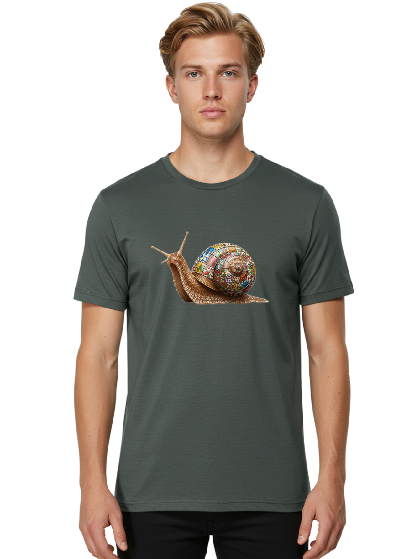 Snail-With-Stained-Glass-Shell Men'S Graphic Tee, 100% Cotton, Comfortable Casual Summer Wear, Machine Washable, Vintage Camera, Old Camera, Antique Camera, Black Camera, Classic Photography, Photography Equipment, Nostalgic Device, Bag028