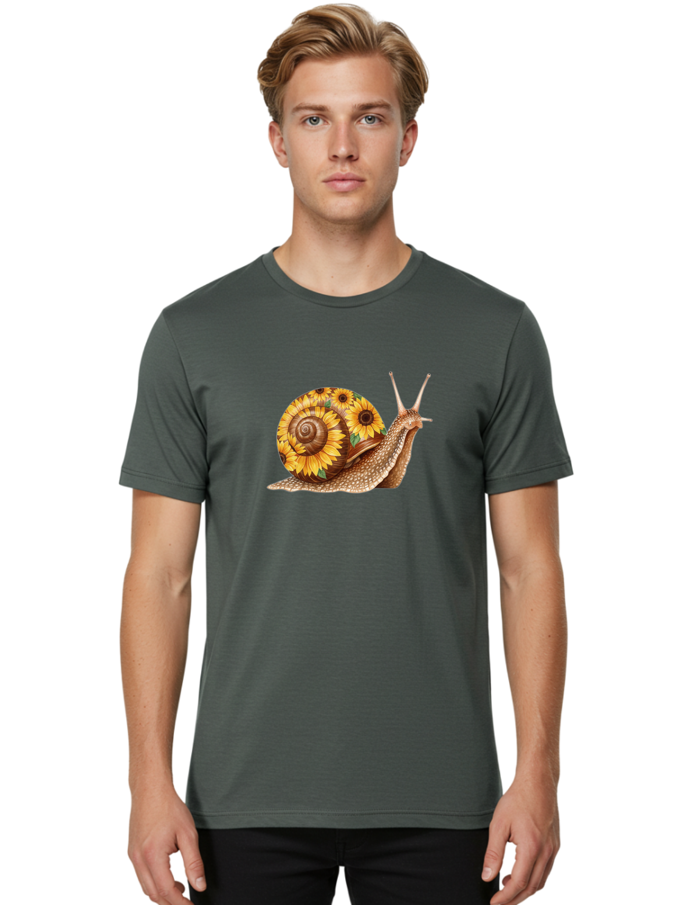 Snail-With-Sunflowers Men'S Graphic Tee, 100% Cotton, Comfortable Casual Summer Wear, Machine Washable, Vintage Camera, Old Camera, Antique Camera, Black Camera, Classic Photography, Photography Equipment, Nostalgic Device, Film Camera, Bag029
