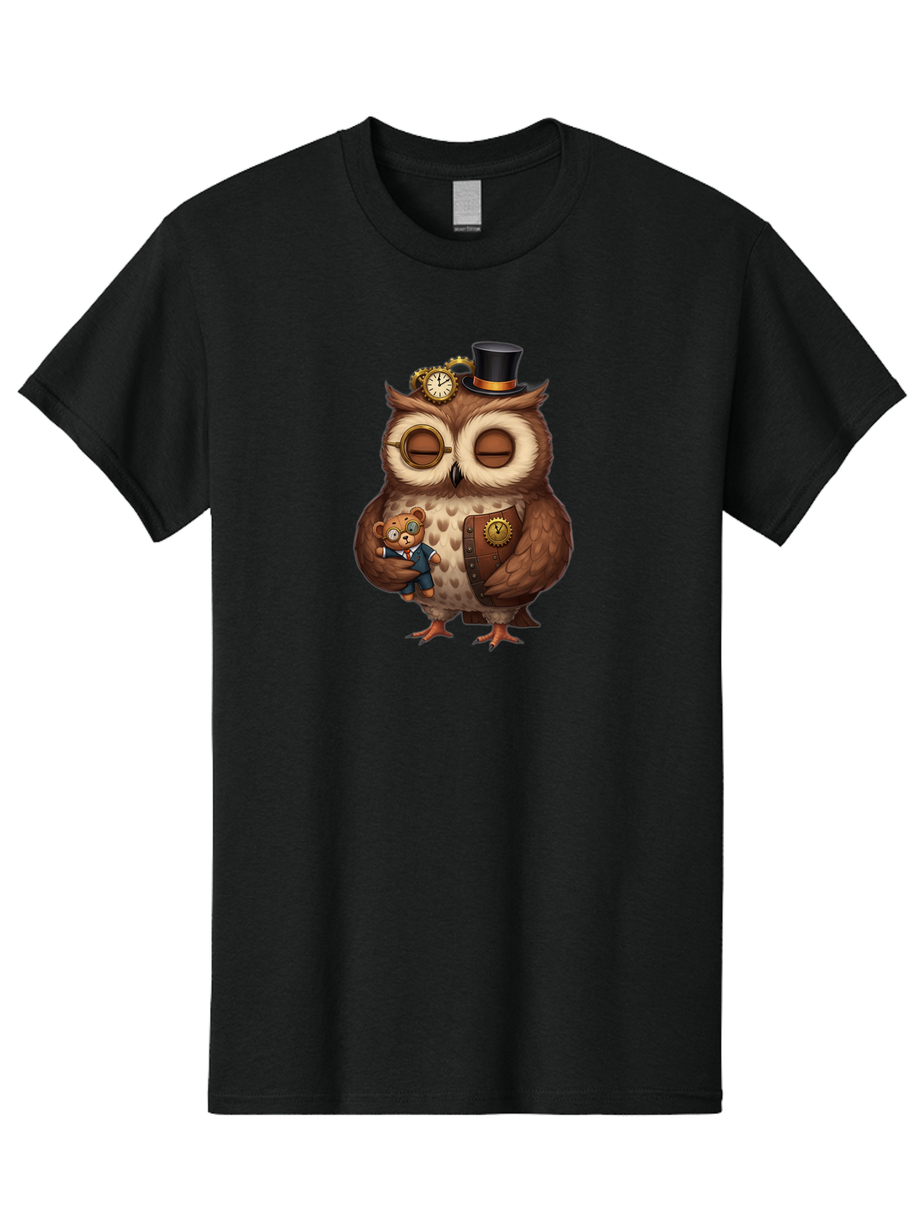Steampunk-Owl Men'S Graphic Tee, 100% Cotton, Comfortable Casual Summer Wear, Machine Washable, Vintage Camera, Old Camera, Antique Camera, Black Camera, Classic Photography, Photography Equipment, Nostalgic Device, Film Camera, Camera Art Bag034