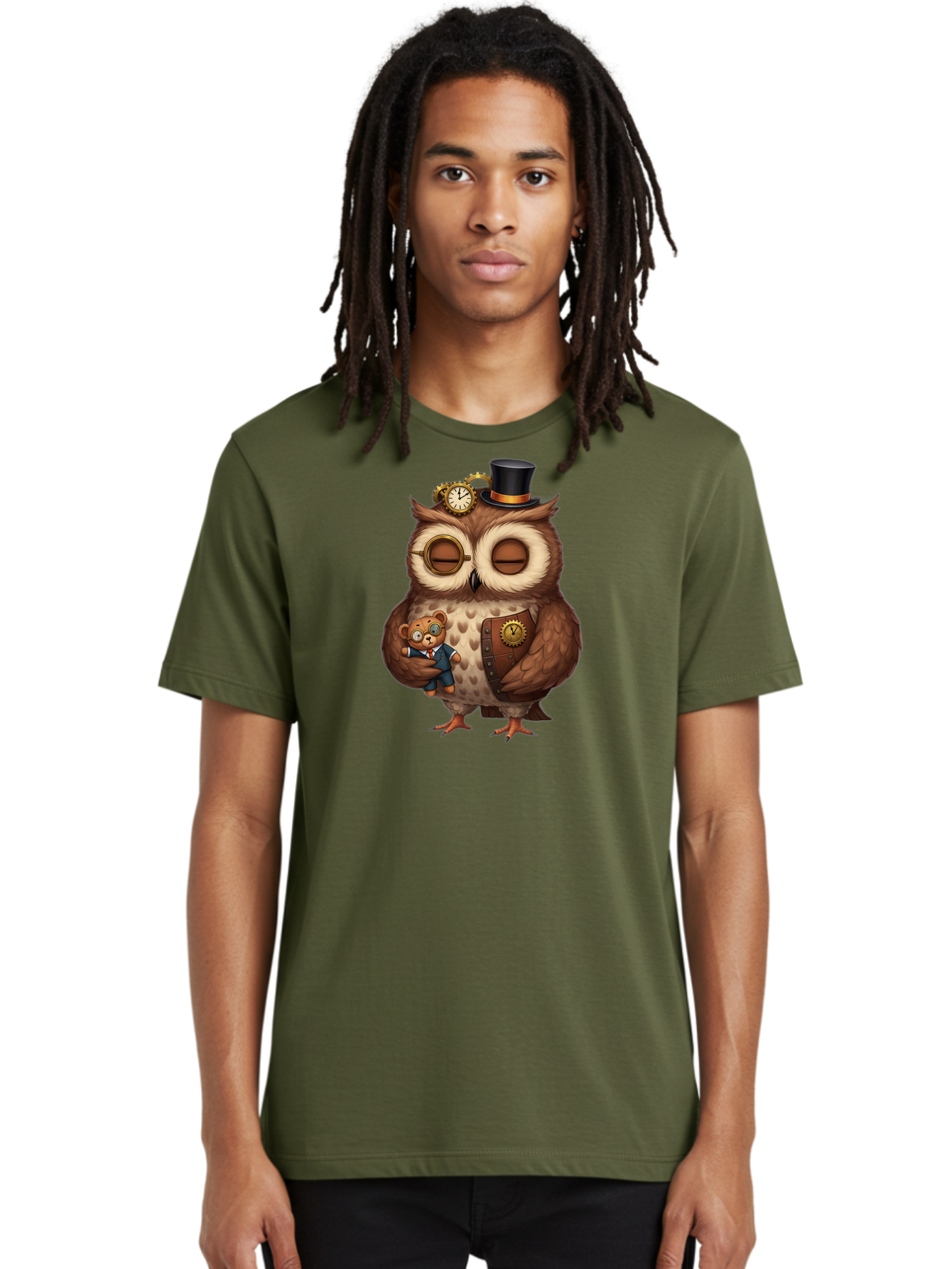 Steampunk-Owl Men'S Graphic Tee, 100% Cotton, Comfortable Casual Summer Wear, Machine Washable, Vintage Camera, Old Camera, Antique Camera, Black Camera, Classic Photography, Photography Equipment, Nostalgic Device, Film Camera, Camera Art Bag034