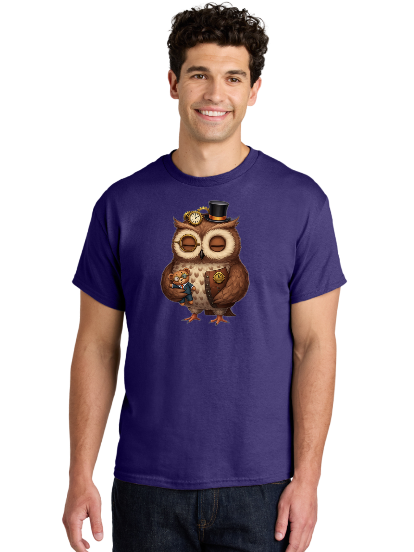 Steampunk-Owl Men'S Graphic Tee, 100% Cotton, Comfortable Casual Summer Wear, Machine Washable, Vintage Camera, Old Camera, Antique Camera, Black Camera, Classic Photography, Photography Equipment, Nostalgic Device, Film Camera, Camera Art Bag034