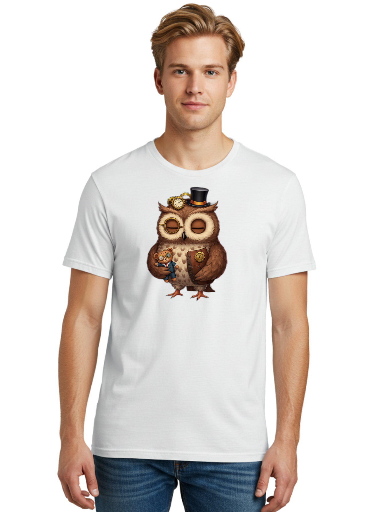 Steampunk-Owl Men'S Graphic Tee, 100% Cotton, Comfortable Casual Summer Wear, Machine Washable, Vintage Camera, Old Camera, Antique Camera, Black Camera, Classic Photography, Photography Equipment, Nostalgic Device, Film Camera, Camera Art Bag034