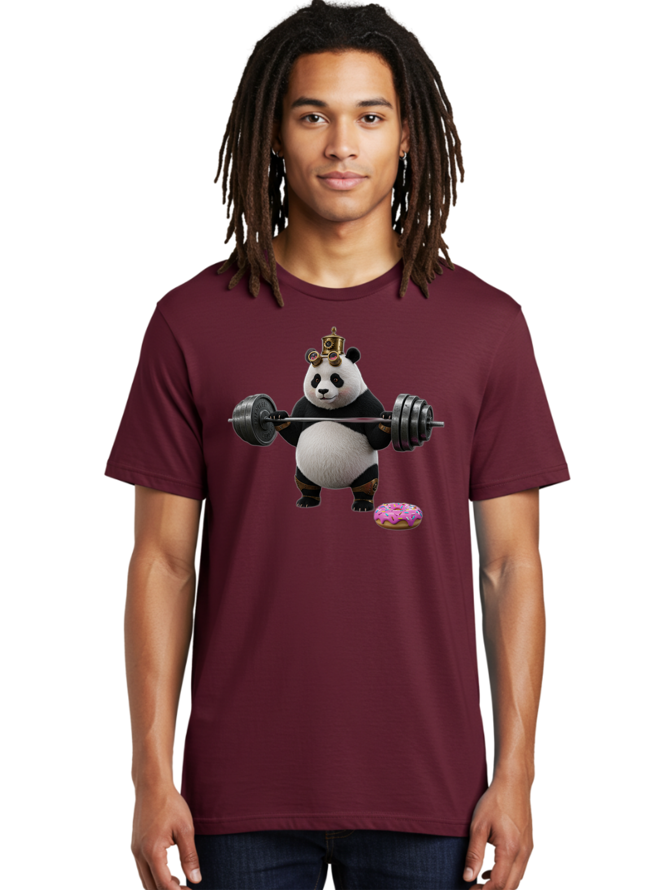 Steampunk-Panda-Lifting-Weights Men'S Graphic Tee, 100% Cotton, Comfortable Casual Summer Wear, Machine Washable, Vintage Camera, Old Camera, Antique Camera, Black Camera, Classic Photography, Photography Equipment, Nostalgic Device, Bag035