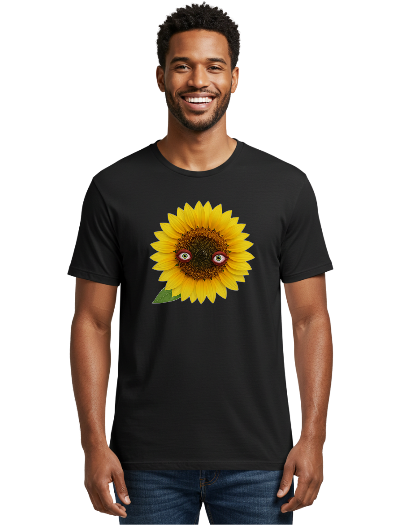 Sunflower-With-Eyes-3 Men'S Graphic Tee, 100% Cotton, Comfortable Casual Summer Wear, Machine Washable, Vintage Camera, Old Camera, Antique Camera, Black Camera, Classic Photography, Photography Equipment, Nostalgic Device, Film Camera, Bag043