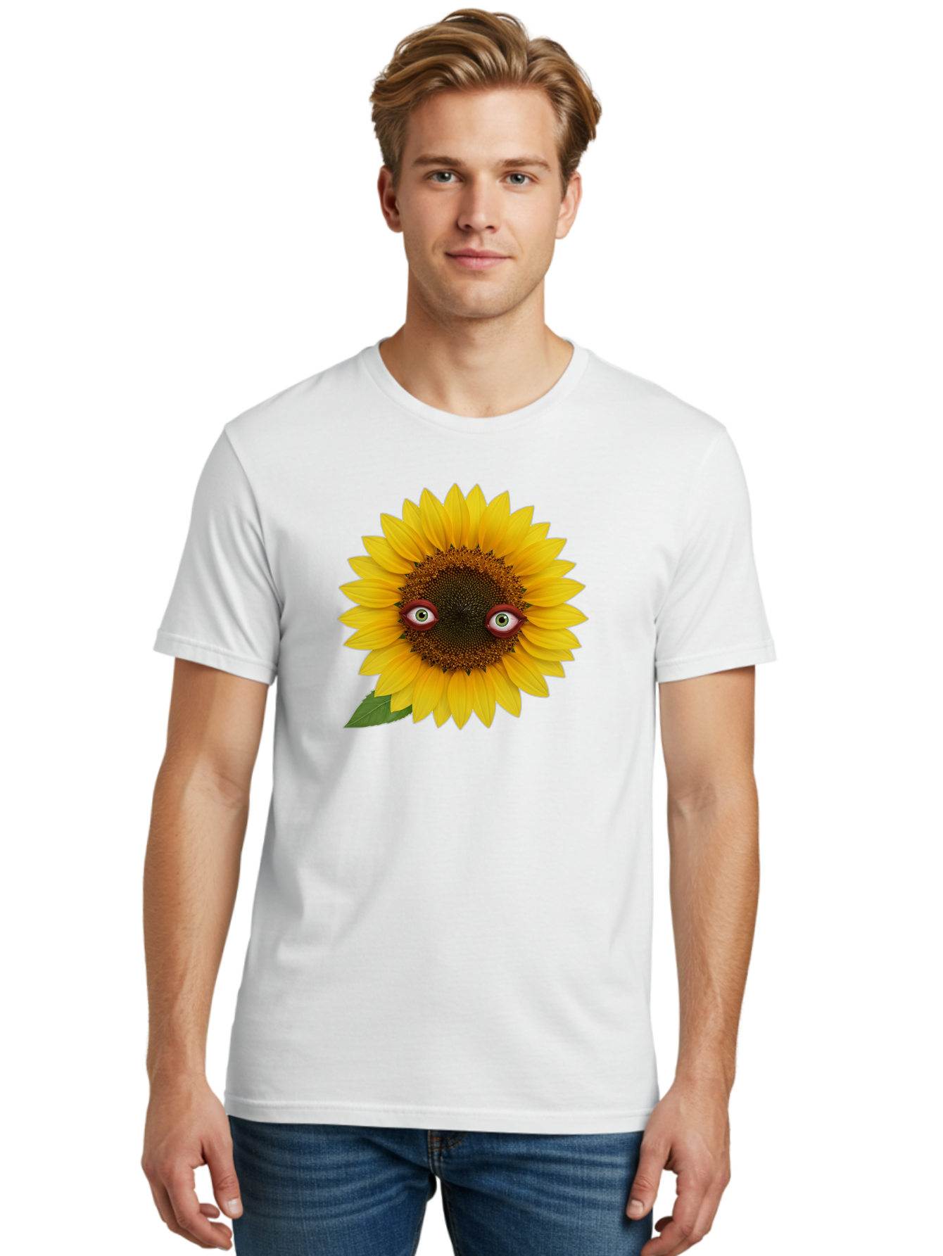 Sunflower-With-Eyes-3 Men'S Graphic Tee, 100% Cotton, Comfortable Casual Summer Wear, Machine Washable, Vintage Camera, Old Camera, Antique Camera, Black Camera, Classic Photography, Photography Equipment, Nostalgic Device, Film Camera, Bag043
