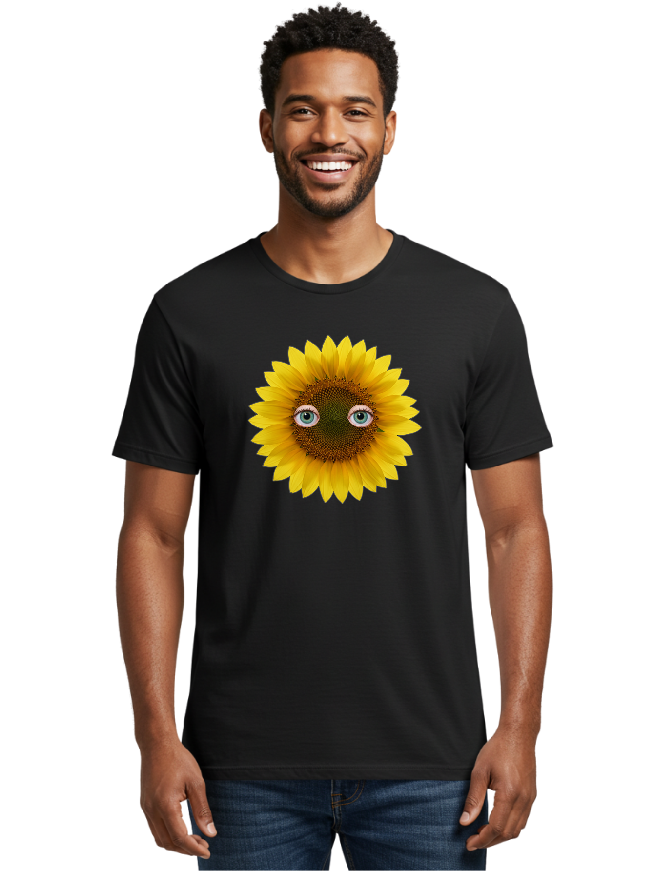 Sunflower-With-Eyes-4 Men'S Graphic Tee, 100% Cotton, Comfortable Casual Summer Wear, Machine Washable, Vintage Camera, Old Camera, Antique Camera, Black Camera, Classic Photography, Photography Equipment, Nostalgic Device, Film Camera, Bag044