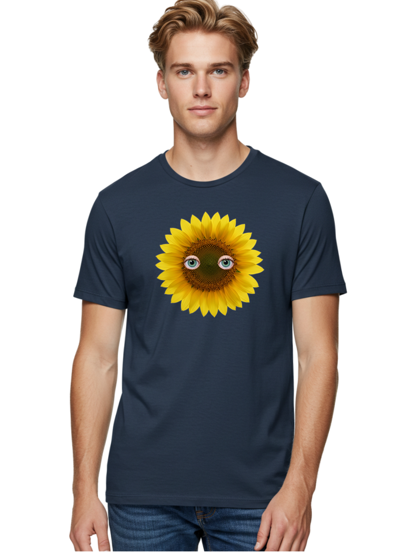 Sunflower-With-Eyes-4 Men'S Graphic Tee, 100% Cotton, Comfortable Casual Summer Wear, Machine Washable, Vintage Camera, Old Camera, Antique Camera, Black Camera, Classic Photography, Photography Equipment, Nostalgic Device, Film Camera, Bag044
