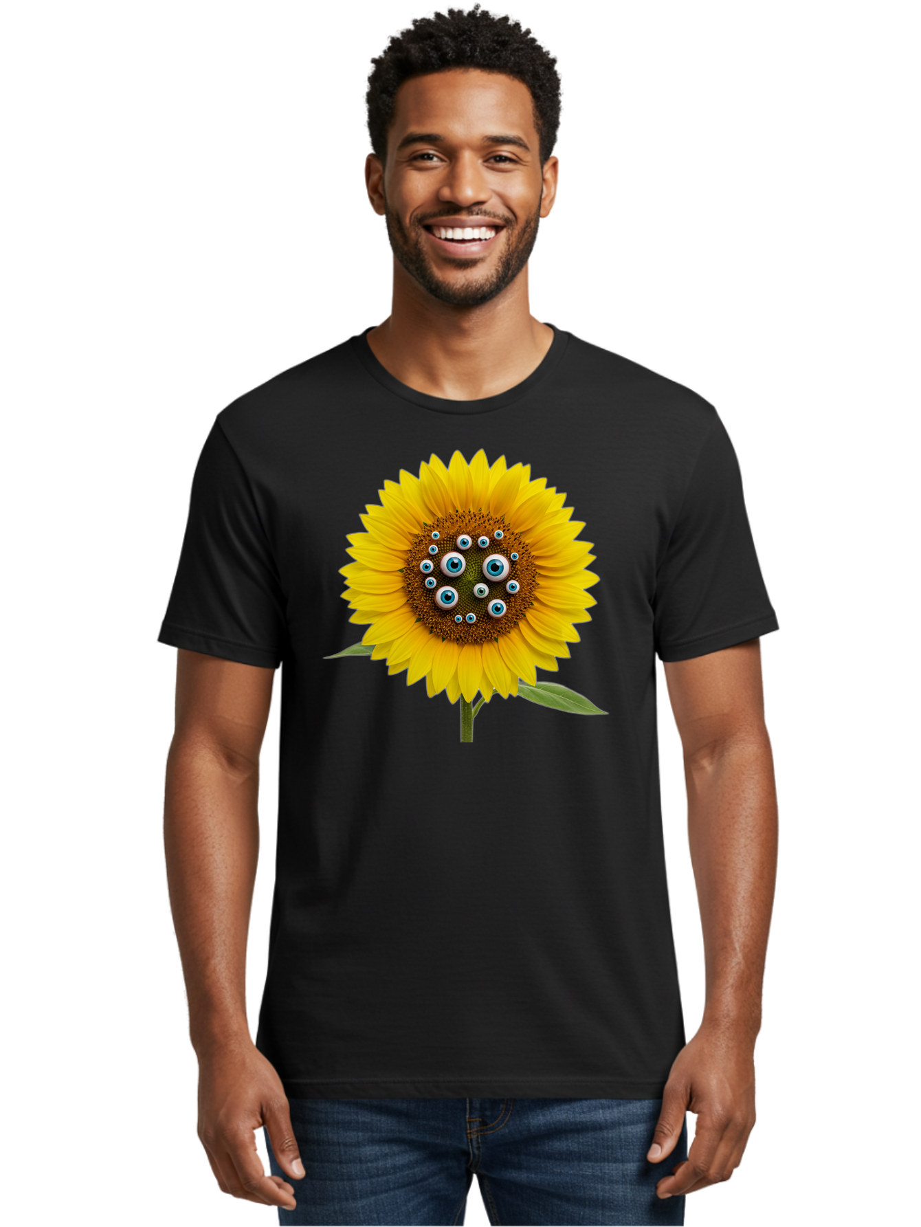 Sunflower-With-Eyes-5 Men'S Graphic Tee, 100% Cotton, Comfortable Casual Summer Wear, Machine Washable, Vintage Camera, Old Camera, Antique Camera, Black Camera, Classic Photography, Photography Equipment, Nostalgic Device, Film Camera, Bag045
