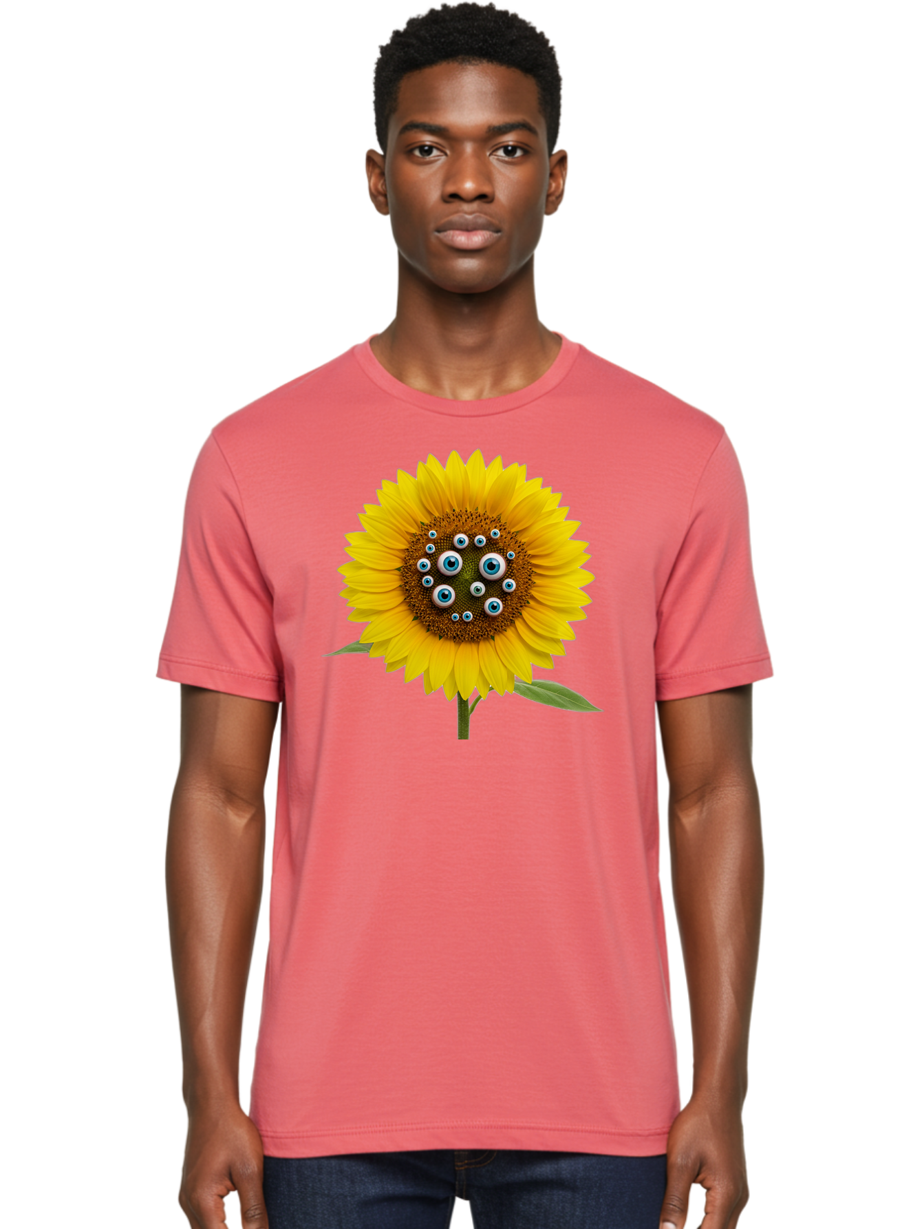 Sunflower-With-Eyes-5 Men'S Graphic Tee, 100% Cotton, Comfortable Casual Summer Wear, Machine Washable, Vintage Camera, Old Camera, Antique Camera, Black Camera, Classic Photography, Photography Equipment, Nostalgic Device, Film Camera, Bag045