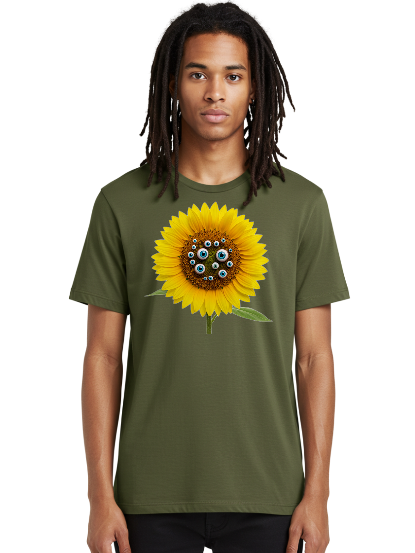 Sunflower-With-Eyes-5 Men'S Graphic Tee, 100% Cotton, Comfortable Casual Summer Wear, Machine Washable, Vintage Camera, Old Camera, Antique Camera, Black Camera, Classic Photography, Photography Equipment, Nostalgic Device, Film Camera, Bag045