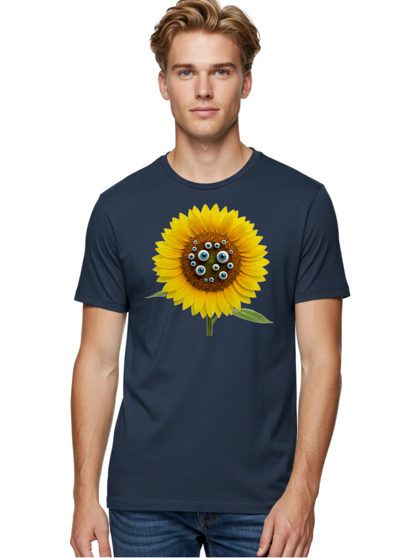 Sunflower-With-Eyes-5 Men'S Graphic Tee, 100% Cotton, Comfortable Casual Summer Wear, Machine Washable, Vintage Camera, Old Camera, Antique Camera, Black Camera, Classic Photography, Photography Equipment, Nostalgic Device, Film Camera, Bag045
