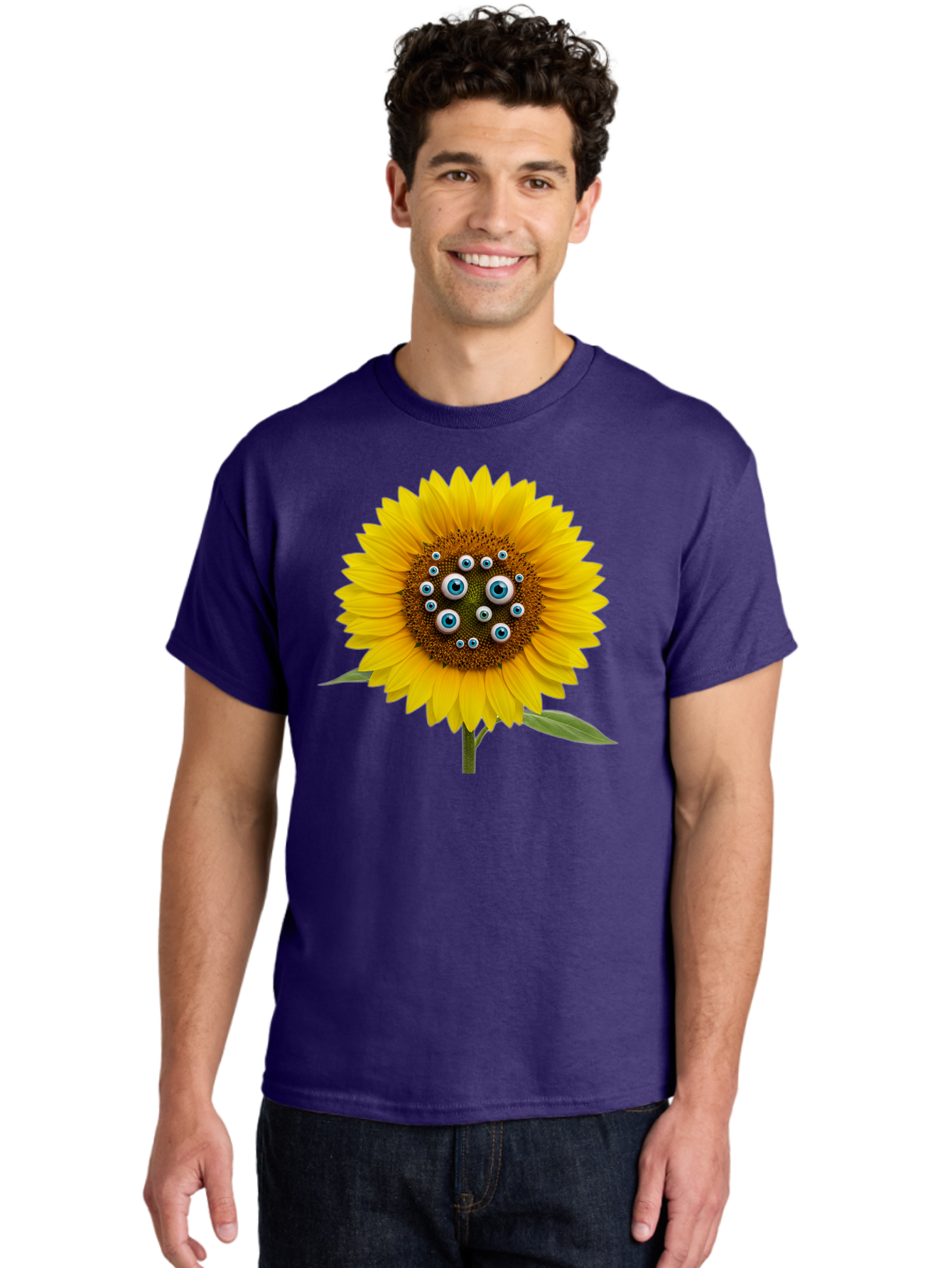 Sunflower-With-Eyes-5 Men'S Graphic Tee, 100% Cotton, Comfortable Casual Summer Wear, Machine Washable, Vintage Camera, Old Camera, Antique Camera, Black Camera, Classic Photography, Photography Equipment, Nostalgic Device, Film Camera, Bag045
