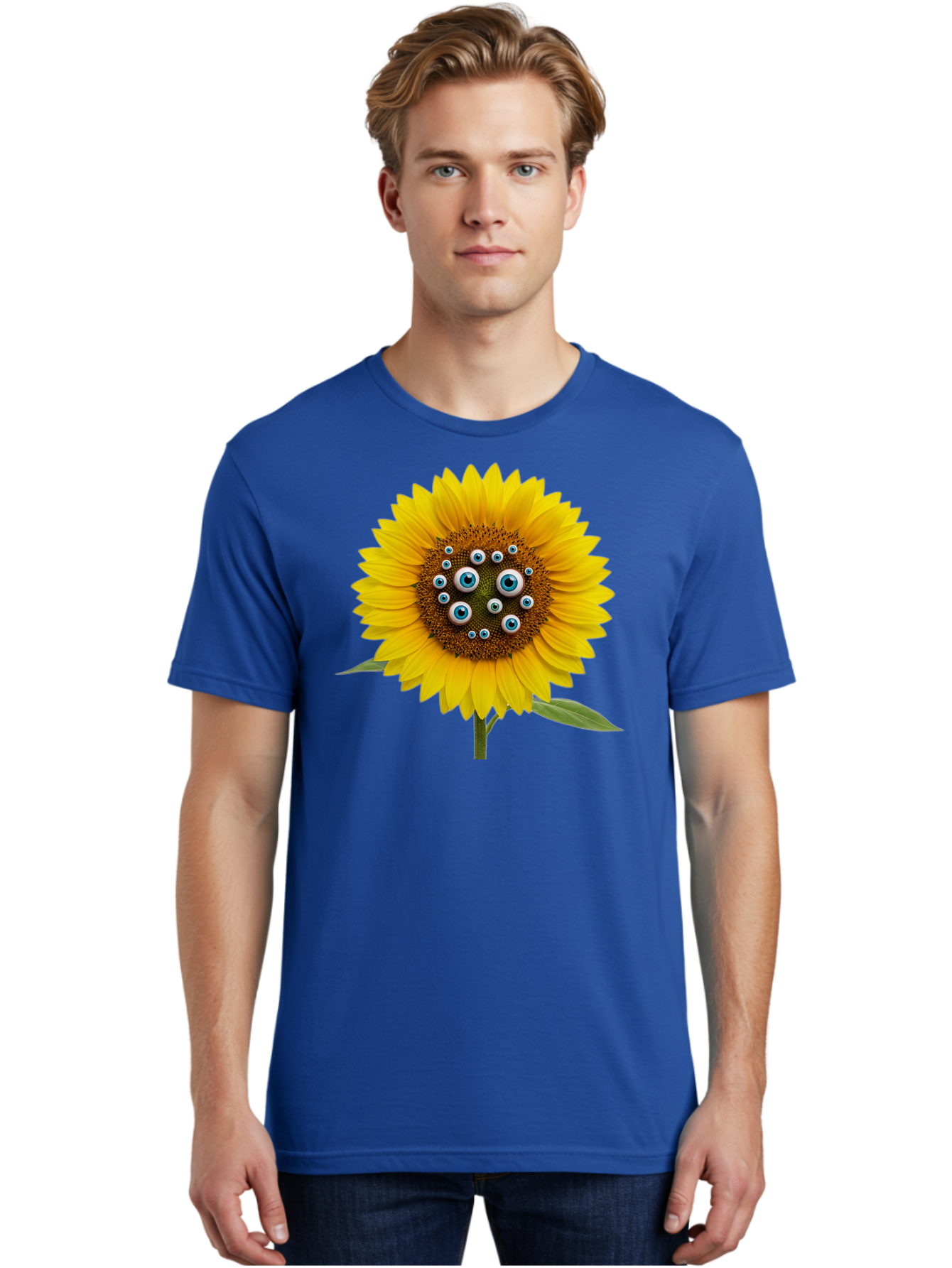 Sunflower-With-Eyes-5 Men'S Graphic Tee, 100% Cotton, Comfortable Casual Summer Wear, Machine Washable, Vintage Camera, Old Camera, Antique Camera, Black Camera, Classic Photography, Photography Equipment, Nostalgic Device, Film Camera, Bag045