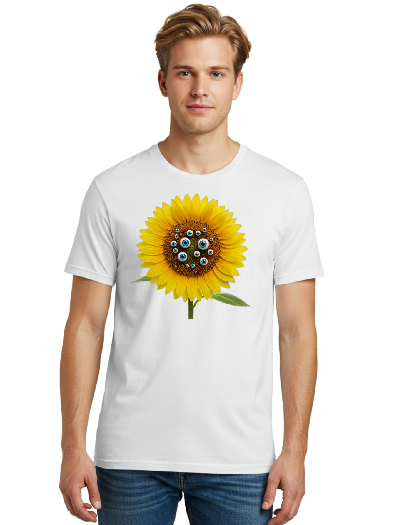 Sunflower-With-Eyes-5 Men'S Graphic Tee, 100% Cotton, Comfortable Casual Summer Wear, Machine Washable, Vintage Camera, Old Camera, Antique Camera, Black Camera, Classic Photography, Photography Equipment, Nostalgic Device, Film Camera, Bag045