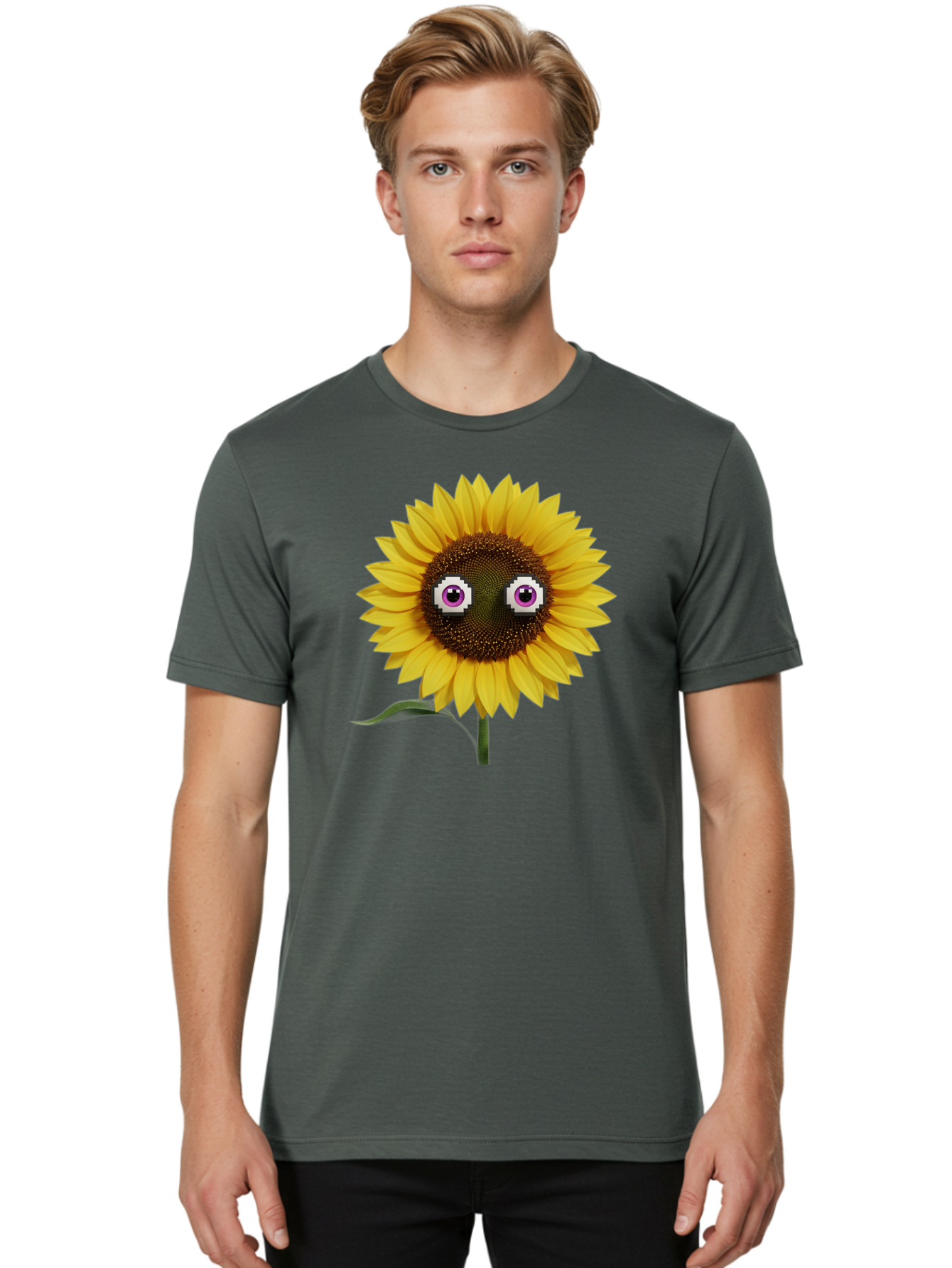 Sunflower-With-Eyes Men'S Graphic Tee, 100% Cotton, Comfortable Casual Summer Wear, Machine Washable, Vintage Camera, Old Camera, Antique Camera, Black Camera, Classic Photography, Photography Equipment, Nostalgic Device, Film Camera, Bag046