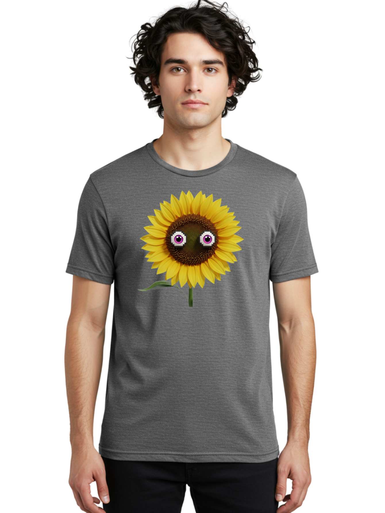 Sunflower-With-Eyes Men'S Graphic Tee, 100% Cotton, Comfortable Casual Summer Wear, Machine Washable, Vintage Camera, Old Camera, Antique Camera, Black Camera, Classic Photography, Photography Equipment, Nostalgic Device, Film Camera, Bag046