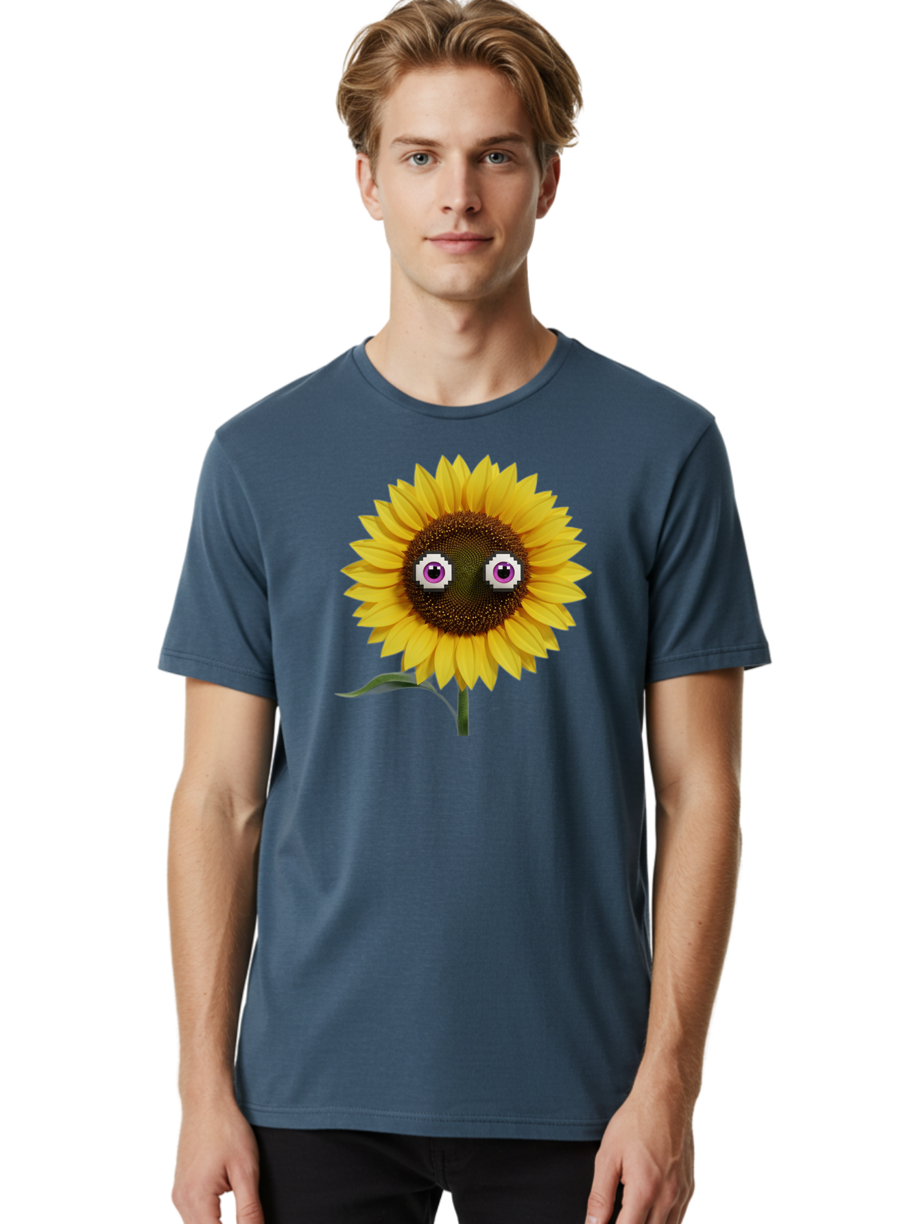 Sunflower-With-Eyes Men'S Graphic Tee, 100% Cotton, Comfortable Casual Summer Wear, Machine Washable, Vintage Camera, Old Camera, Antique Camera, Black Camera, Classic Photography, Photography Equipment, Nostalgic Device, Film Camera, Bag046