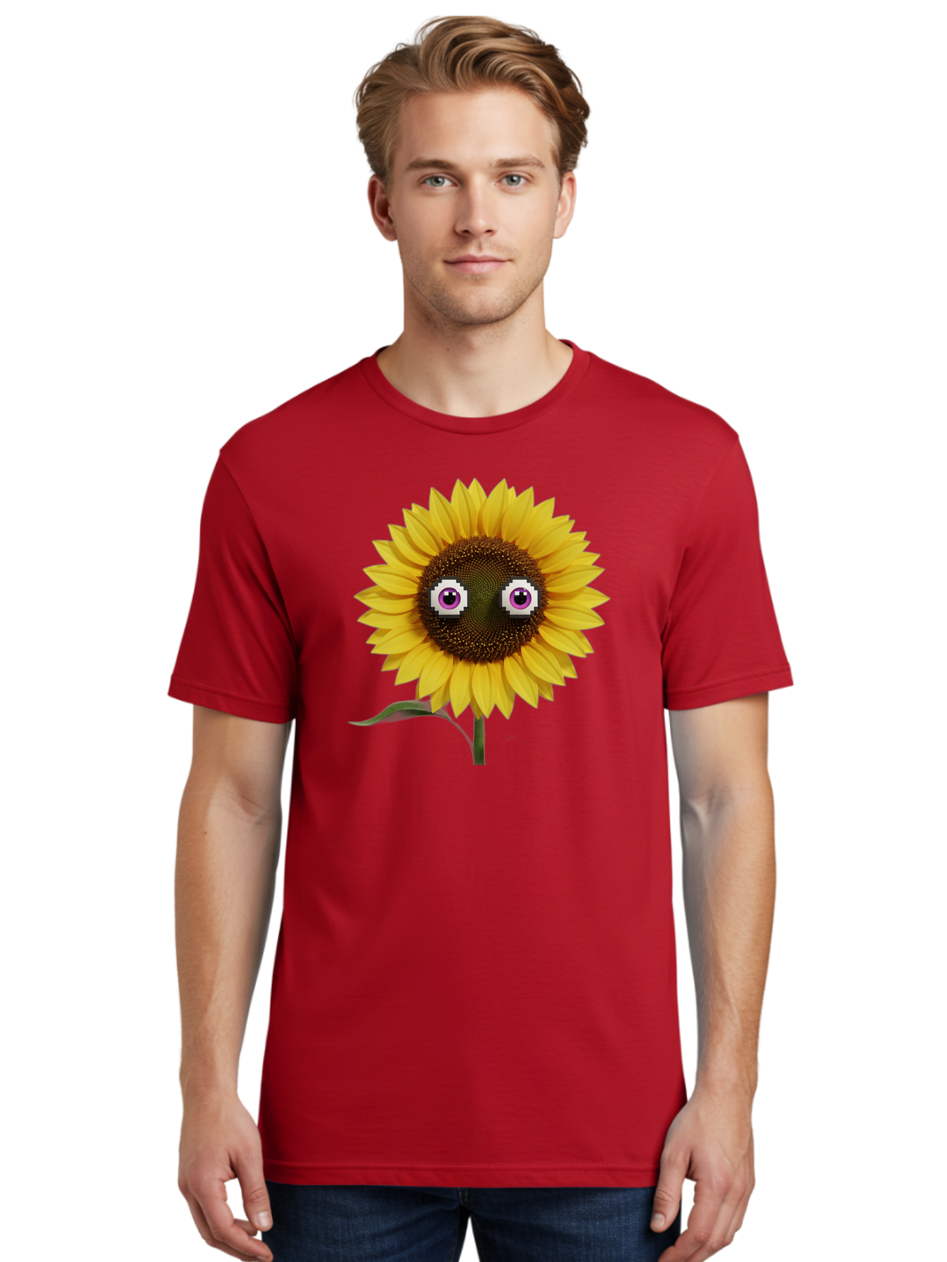 Sunflower-With-Eyes Men'S Graphic Tee, 100% Cotton, Comfortable Casual Summer Wear, Machine Washable, Vintage Camera, Old Camera, Antique Camera, Black Camera, Classic Photography, Photography Equipment, Nostalgic Device, Film Camera, Bag046