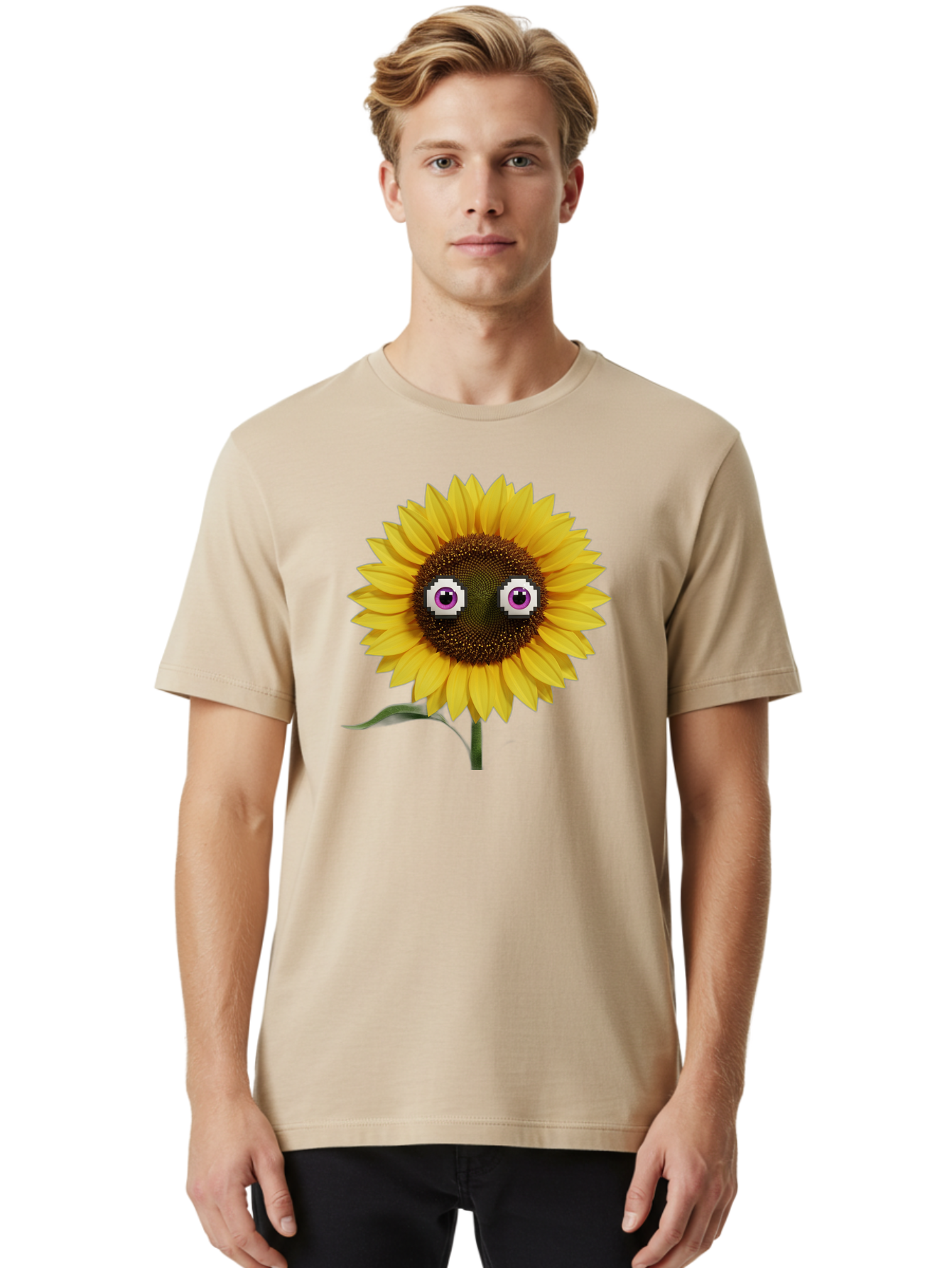 Sunflower-With-Eyes Men'S Graphic Tee, 100% Cotton, Comfortable Casual Summer Wear, Machine Washable, Vintage Camera, Old Camera, Antique Camera, Black Camera, Classic Photography, Photography Equipment, Nostalgic Device, Film Camera, Bag046