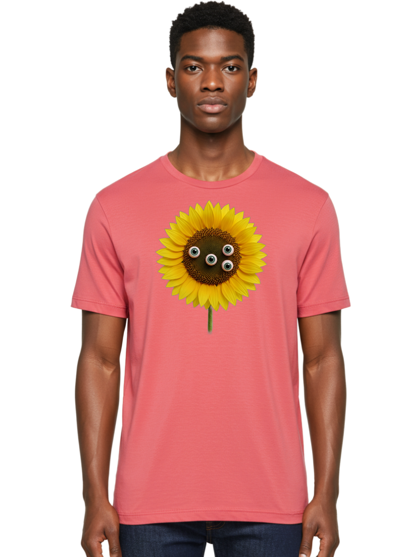Sunflower-With-Googly-Eyes Men'S Graphic Tee, 100% Cotton, Comfortable Casual Summer Wear, Machine Washable, Vintage Camera, Old Camera, Antique Camera, Black Camera, Classic Photography, Photography Equipment, Nostalgic Device, Film Camera, Bag047