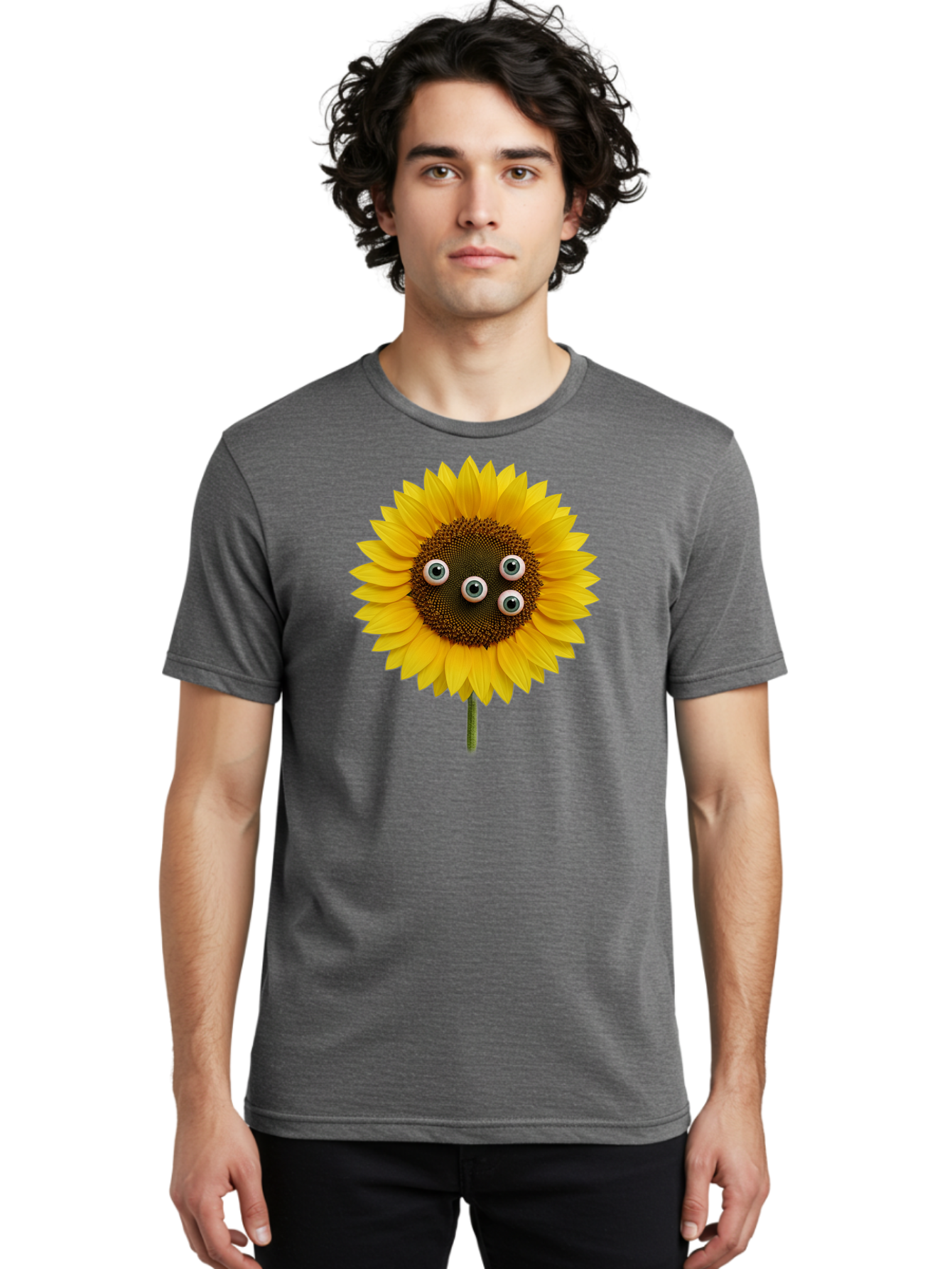 Sunflower-With-Googly-Eyes Men'S Graphic Tee, 100% Cotton, Comfortable Casual Summer Wear, Machine Washable, Vintage Camera, Old Camera, Antique Camera, Black Camera, Classic Photography, Photography Equipment, Nostalgic Device, Film Camera, Bag047