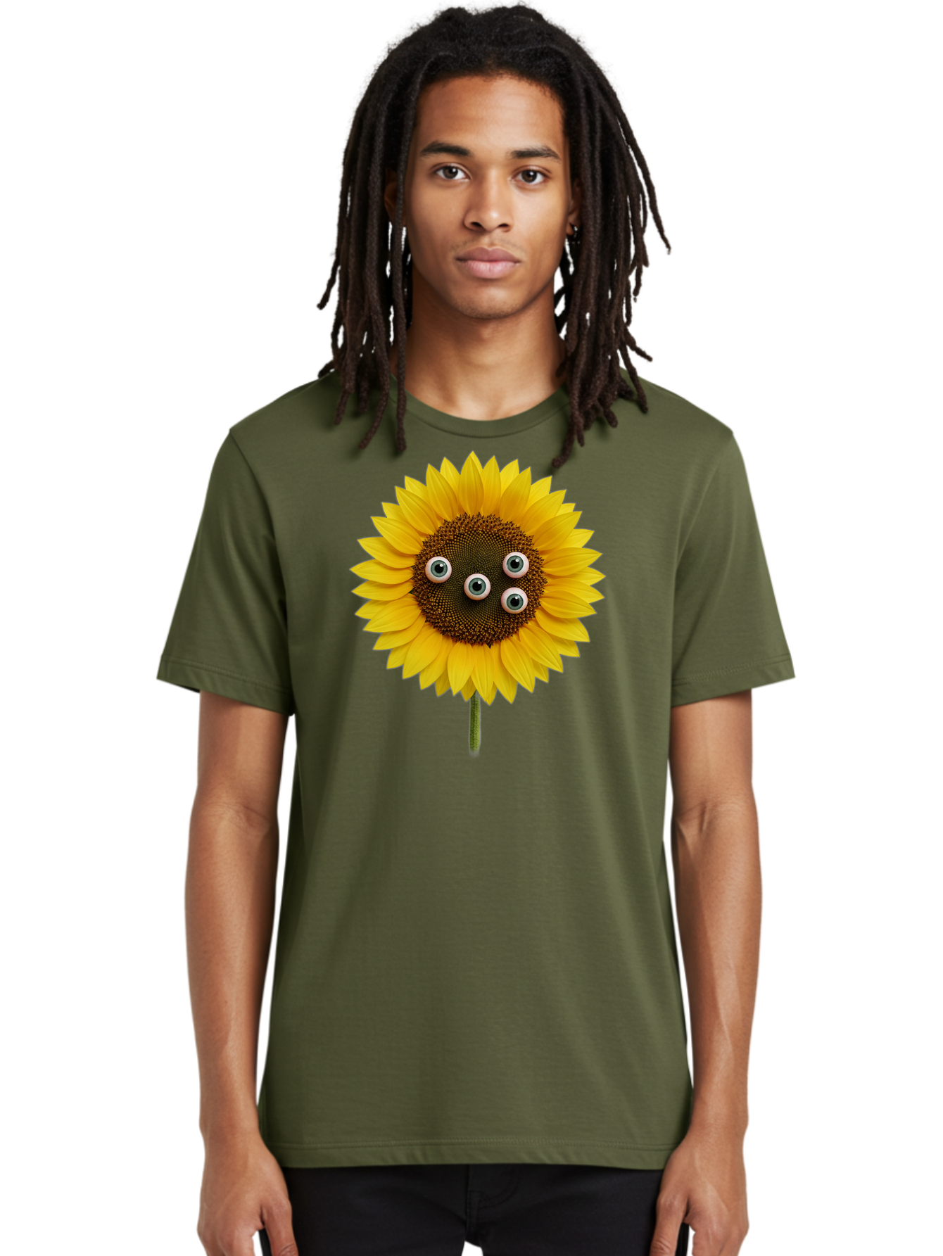 Sunflower-With-Googly-Eyes Men'S Graphic Tee, 100% Cotton, Comfortable Casual Summer Wear, Machine Washable, Vintage Camera, Old Camera, Antique Camera, Black Camera, Classic Photography, Photography Equipment, Nostalgic Device, Film Camera, Bag047