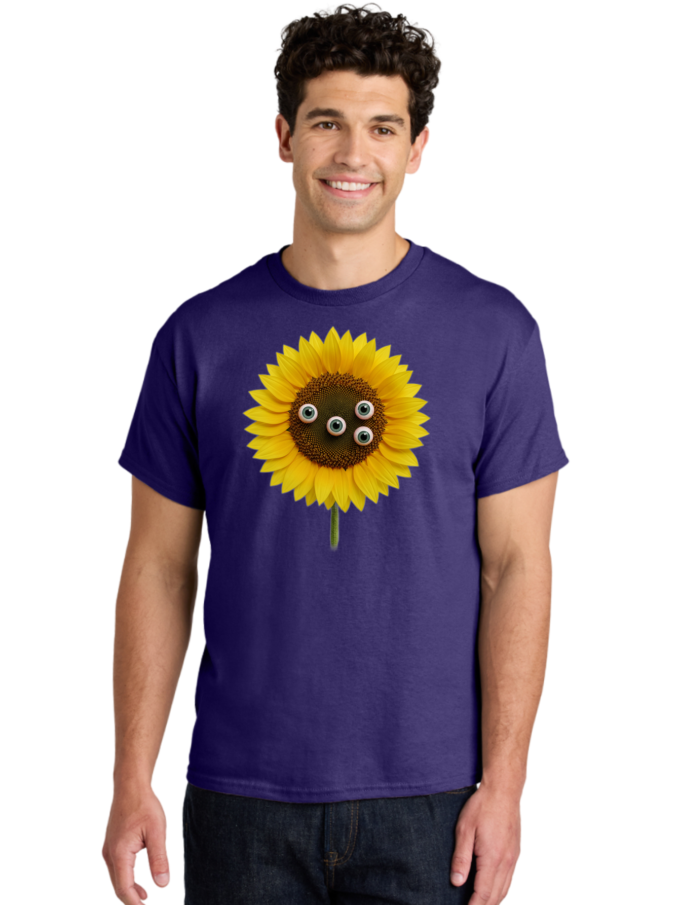 Sunflower-With-Googly-Eyes Men'S Graphic Tee, 100% Cotton, Comfortable Casual Summer Wear, Machine Washable, Vintage Camera, Old Camera, Antique Camera, Black Camera, Classic Photography, Photography Equipment, Nostalgic Device, Film Camera, Bag047