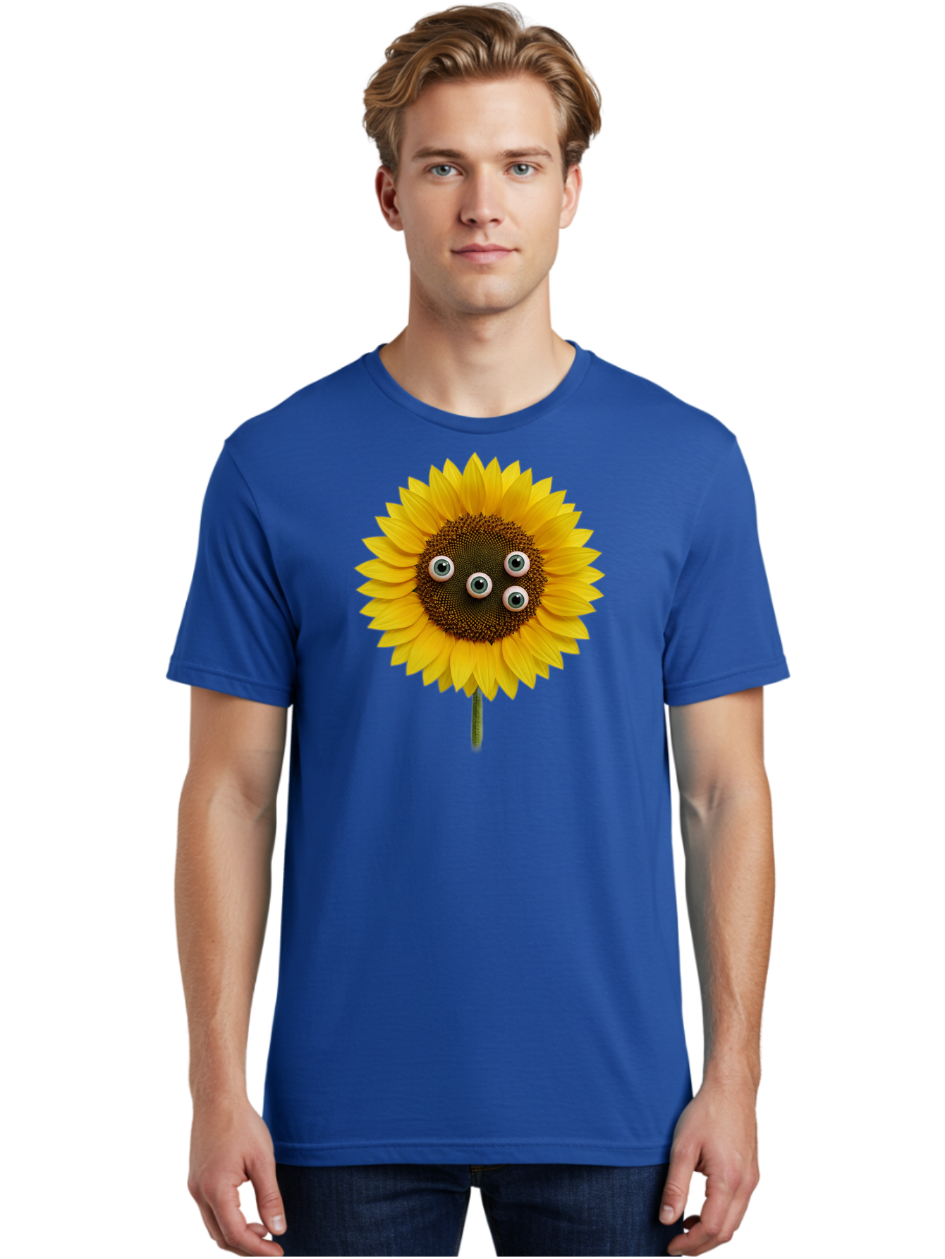 Sunflower-With-Googly-Eyes Men'S Graphic Tee, 100% Cotton, Comfortable Casual Summer Wear, Machine Washable, Vintage Camera, Old Camera, Antique Camera, Black Camera, Classic Photography, Photography Equipment, Nostalgic Device, Film Camera, Bag047