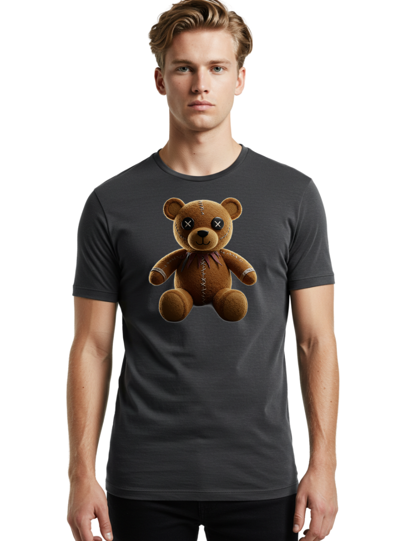 Teddy-Bear-With-Crossed-Eyes Men'S Graphic Tee, 100% Cotton, Comfortable Casual Summer Wear, Machine Washable, Vintage Camera, Old Camera, Antique Camera, Black Camera, Classic Photography, Photography Equipment, Nostalgic Device, Film Camera, Bag055