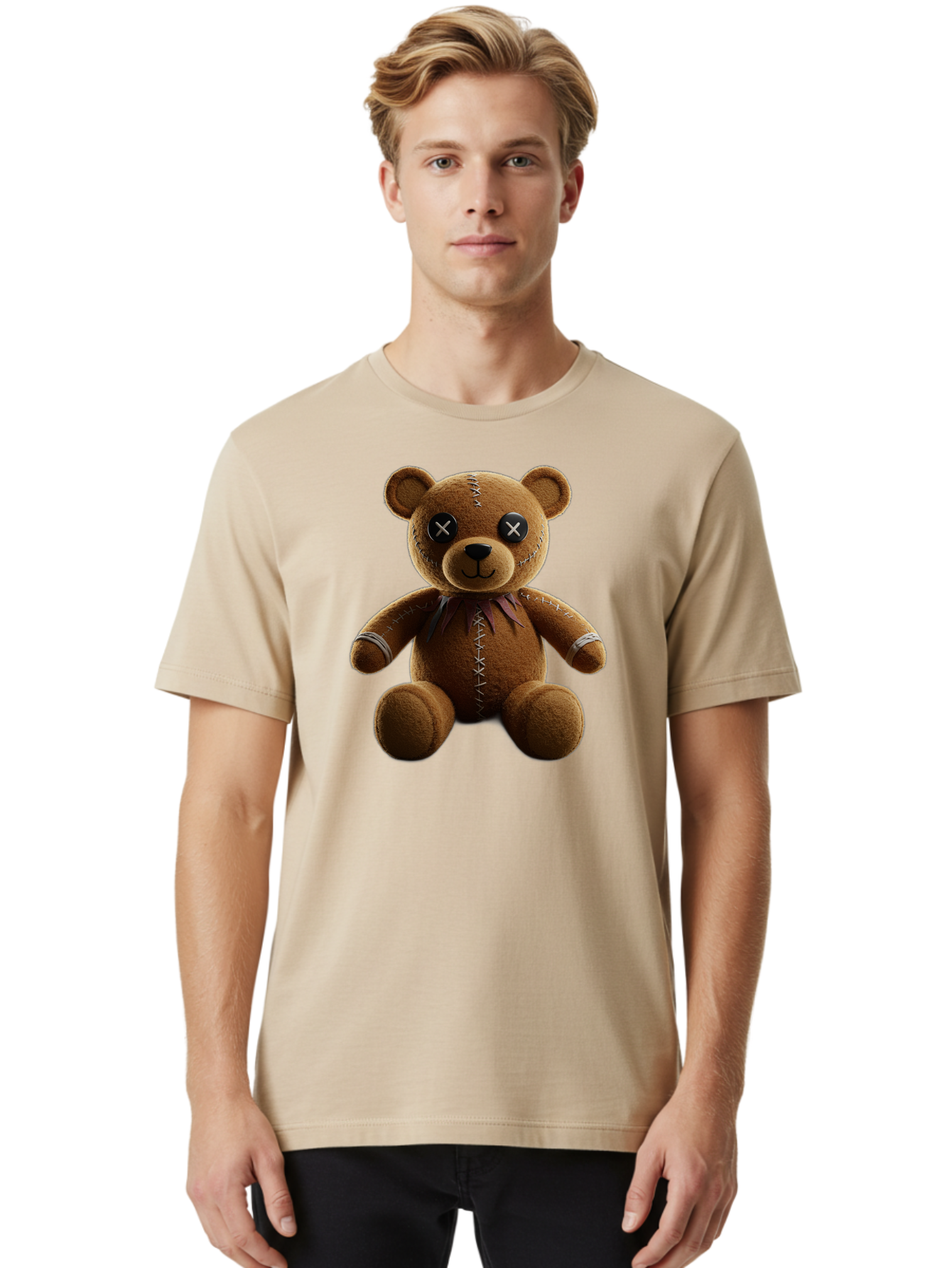 Teddy-Bear-With-Crossed-Eyes Men'S Graphic Tee, 100% Cotton, Comfortable Casual Summer Wear, Machine Washable, Vintage Camera, Old Camera, Antique Camera, Black Camera, Classic Photography, Photography Equipment, Nostalgic Device, Film Camera, Bag055