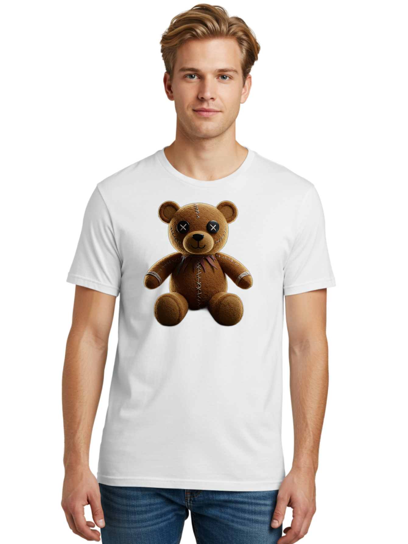 Teddy-Bear-With-Crossed-Eyes Men'S Graphic Tee, 100% Cotton, Comfortable Casual Summer Wear, Machine Washable, Vintage Camera, Old Camera, Antique Camera, Black Camera, Classic Photography, Photography Equipment, Nostalgic Device, Film Camera, Bag055
