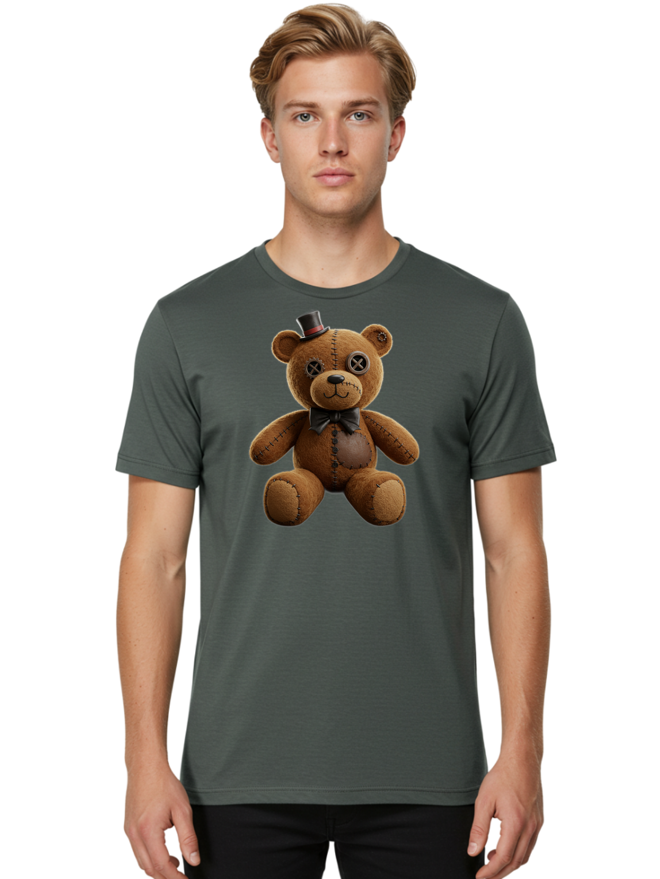 Teddy-Bear-With-Top-Hat Men'S Graphic Tee, 100% Cotton, Comfortable Casual Summer Wear, Machine Washable, Vintage Camera, Old Camera, Antique Camera, Black Camera, Classic Photography, Photography Equipment, Nostalgic Device, Film Camera, Bag056
