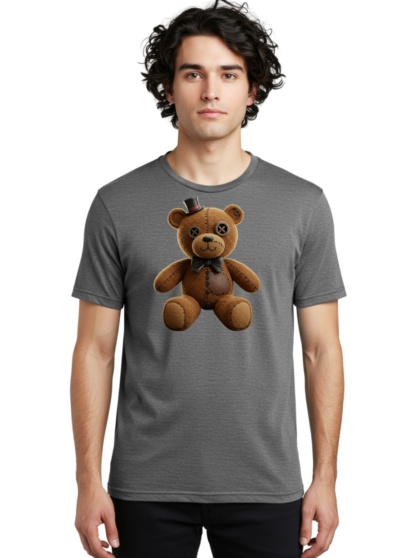 Teddy-Bear-With-Top-Hat Men'S Graphic Tee, 100% Cotton, Comfortable Casual Summer Wear, Machine Washable, Vintage Camera, Old Camera, Antique Camera, Black Camera, Classic Photography, Photography Equipment, Nostalgic Device, Film Camera, Bag056