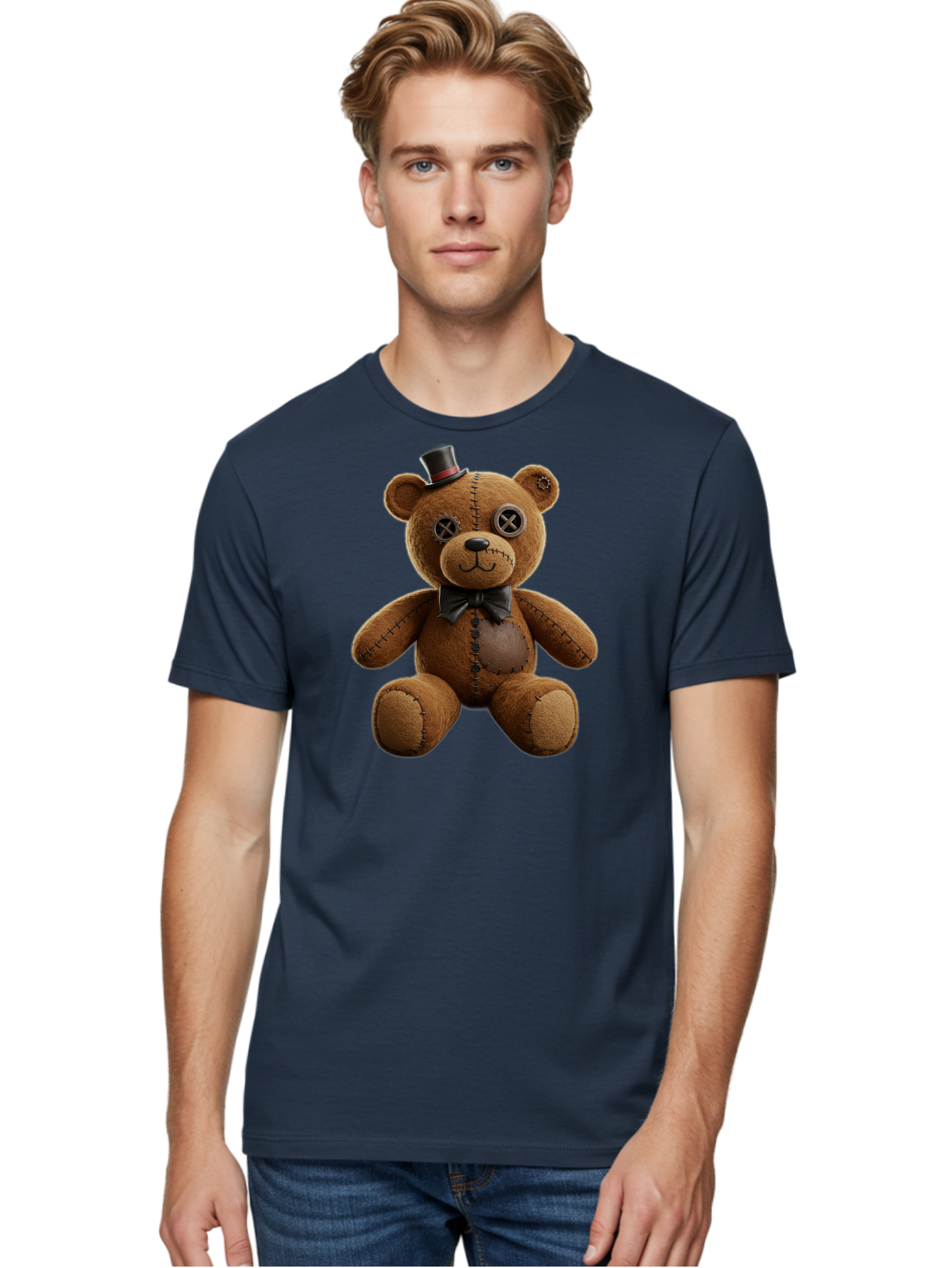 Teddy-Bear-With-Top-Hat Men'S Graphic Tee, 100% Cotton, Comfortable Casual Summer Wear, Machine Washable, Vintage Camera, Old Camera, Antique Camera, Black Camera, Classic Photography, Photography Equipment, Nostalgic Device, Film Camera, Bag056