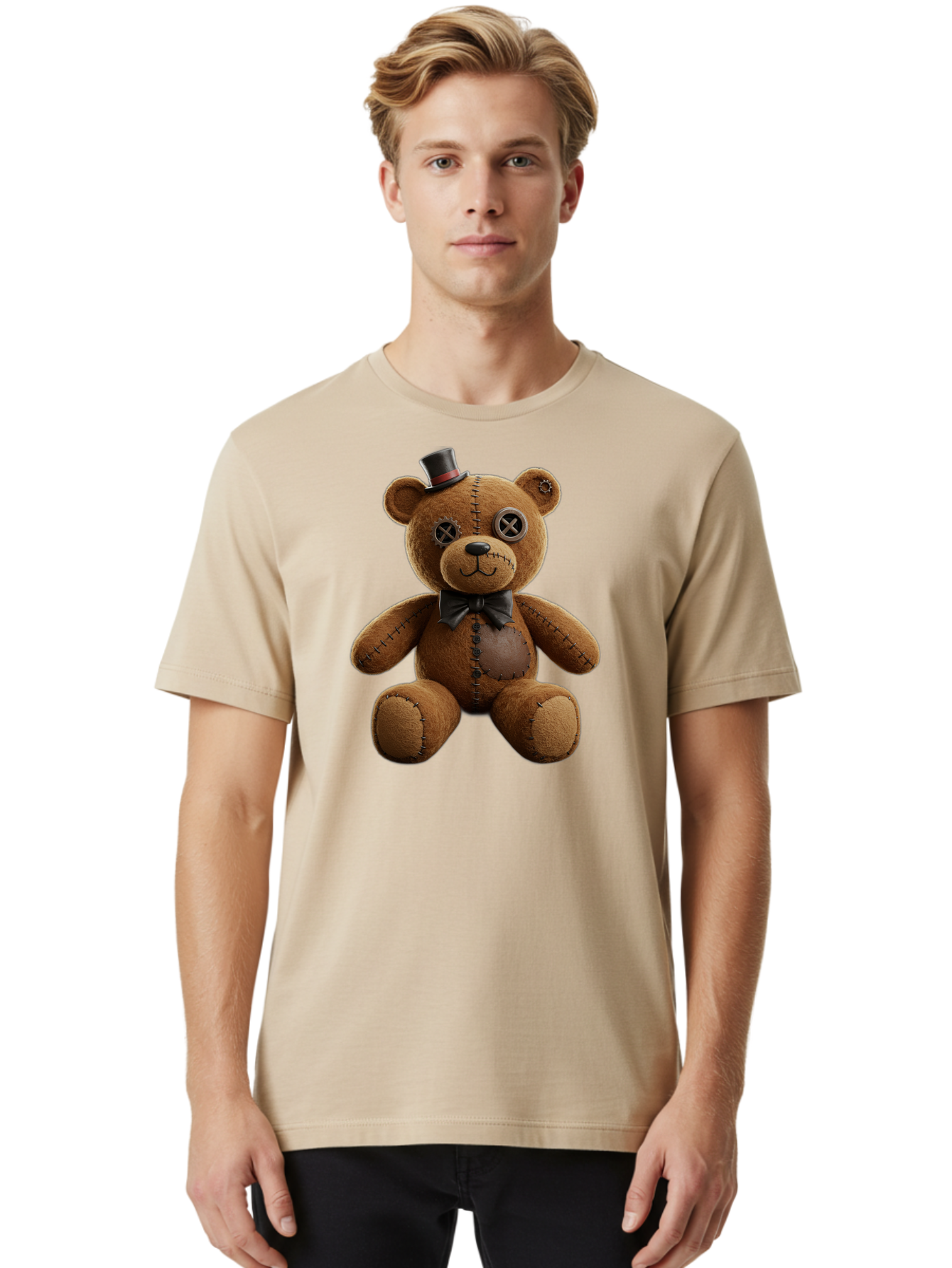 Teddy-Bear-With-Top-Hat Men'S Graphic Tee, 100% Cotton, Comfortable Casual Summer Wear, Machine Washable, Vintage Camera, Old Camera, Antique Camera, Black Camera, Classic Photography, Photography Equipment, Nostalgic Device, Film Camera, Bag056