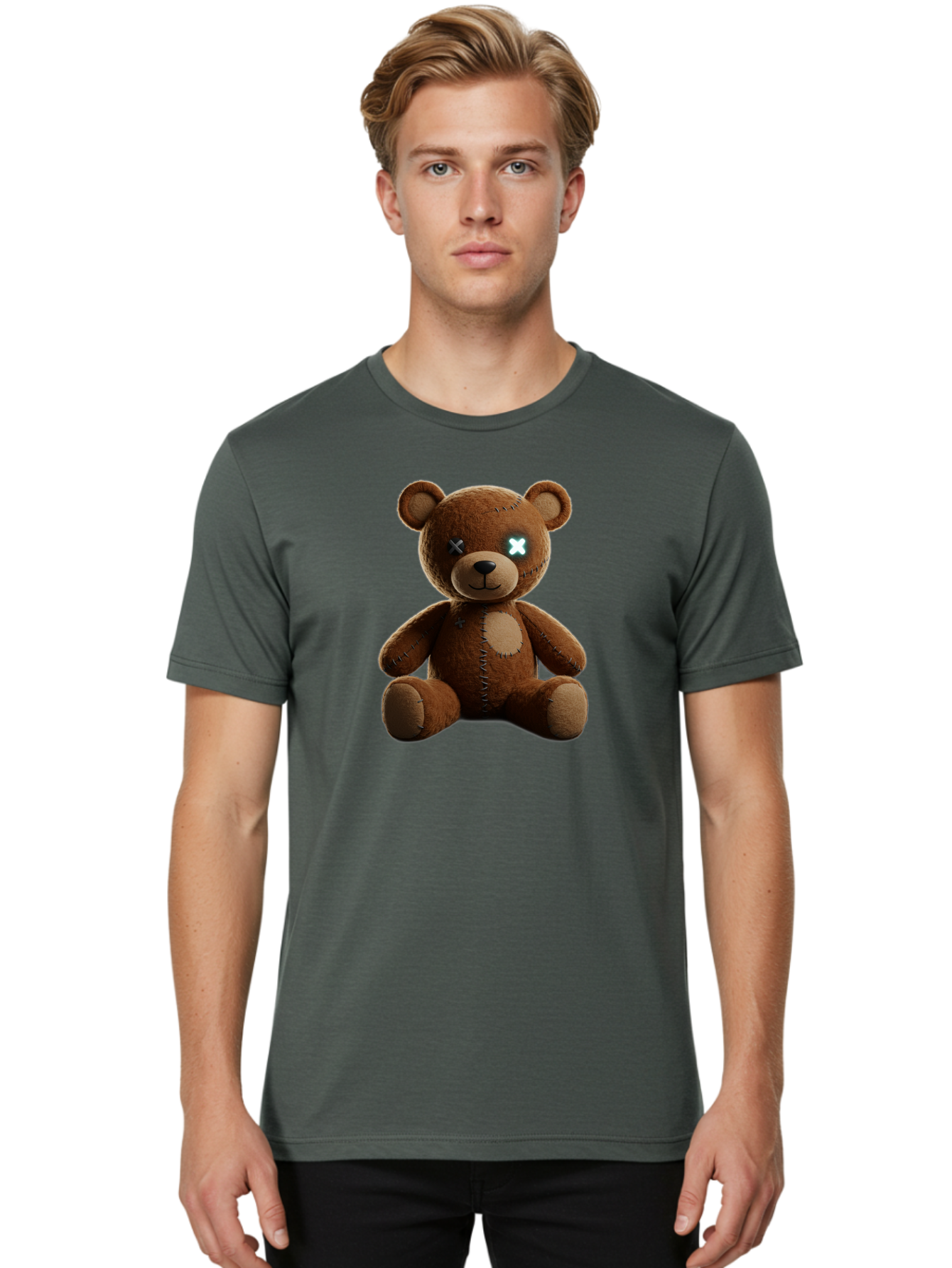 Teddy-Bear-With-X-Eyes Men'S Graphic Tee, 100% Cotton, Comfortable Casual Summer Wear, Machine Washable, Vintage Camera, Old Camera, Antique Camera, Black Camera, Classic Photography, Photography Equipment, Nostalgic Device, Film Camera, Bag057